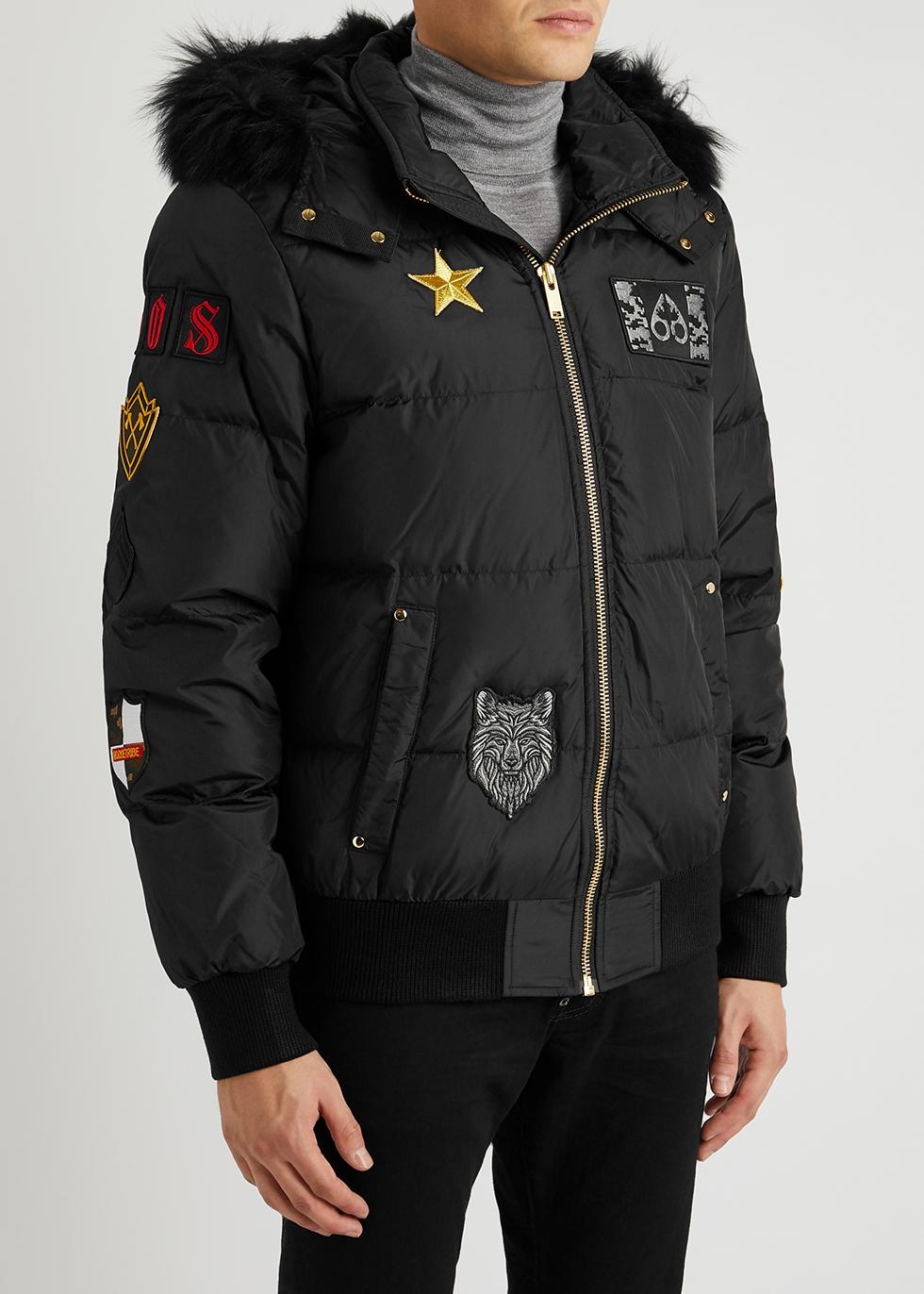 Moose Knuckles logo-plaque hooded coat - Black