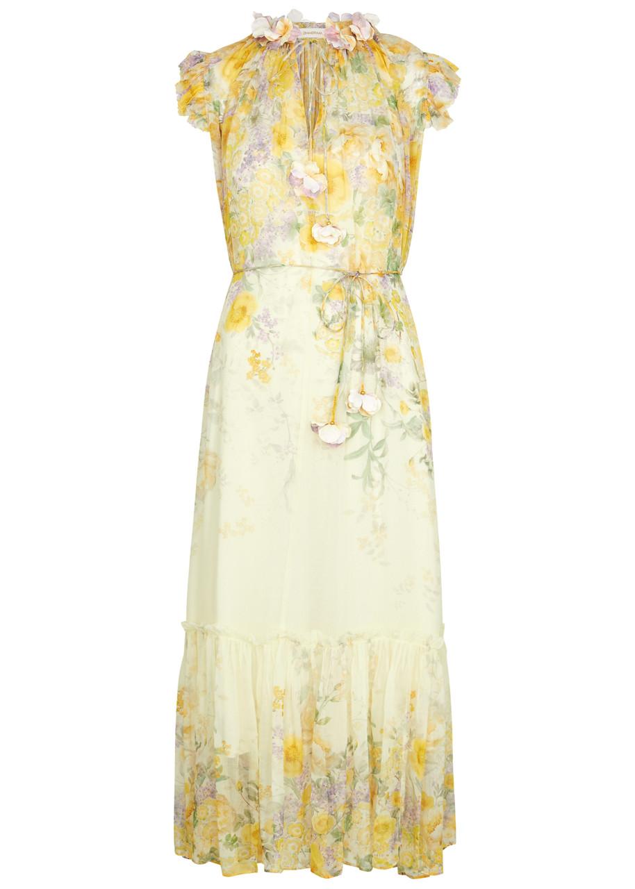 Zimmermann Harmony Floral-Print Georgette Midi Dress in