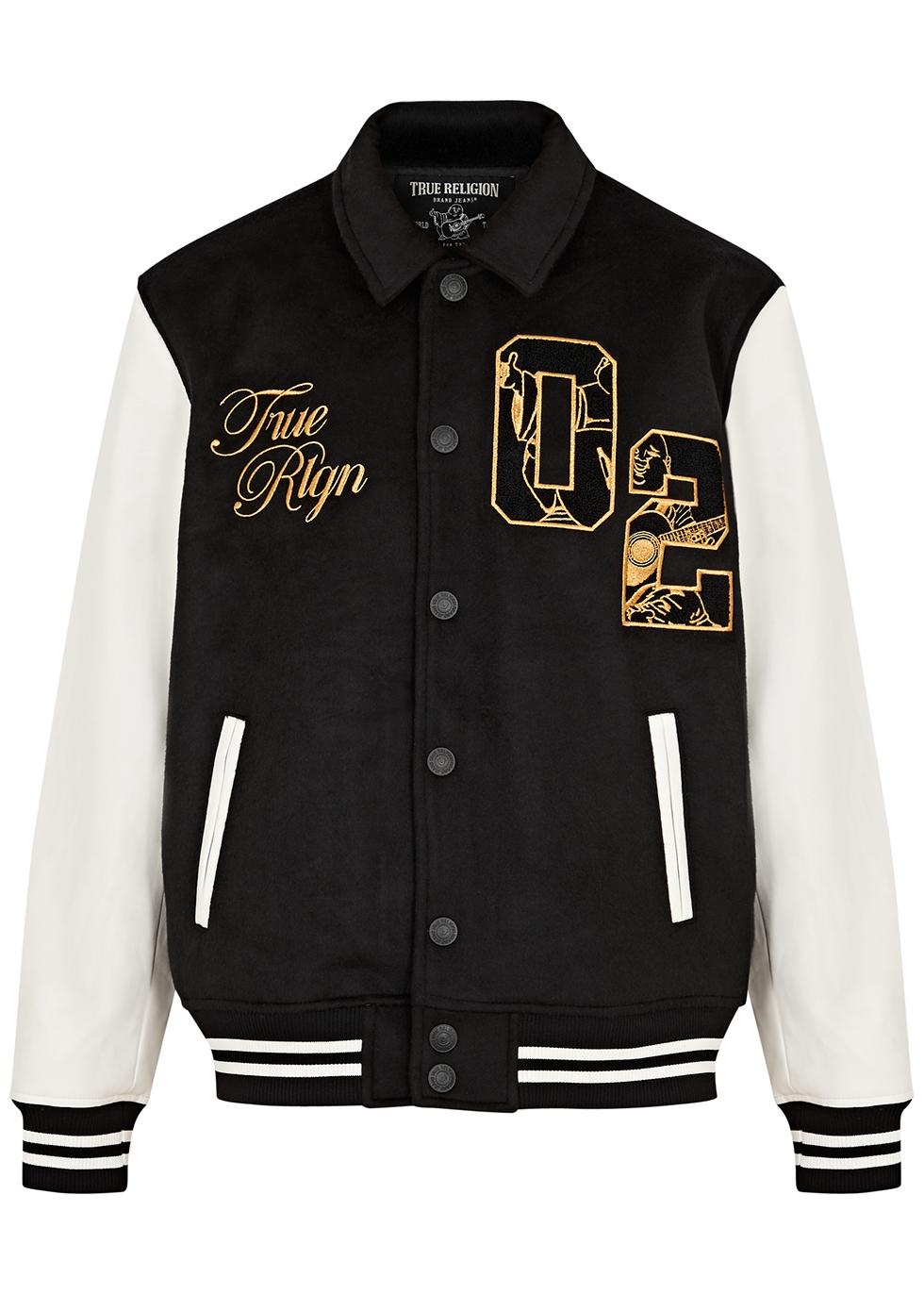 True Religion Logo-embroidered Felt Varsity Jacket in Black for Men | Lyst