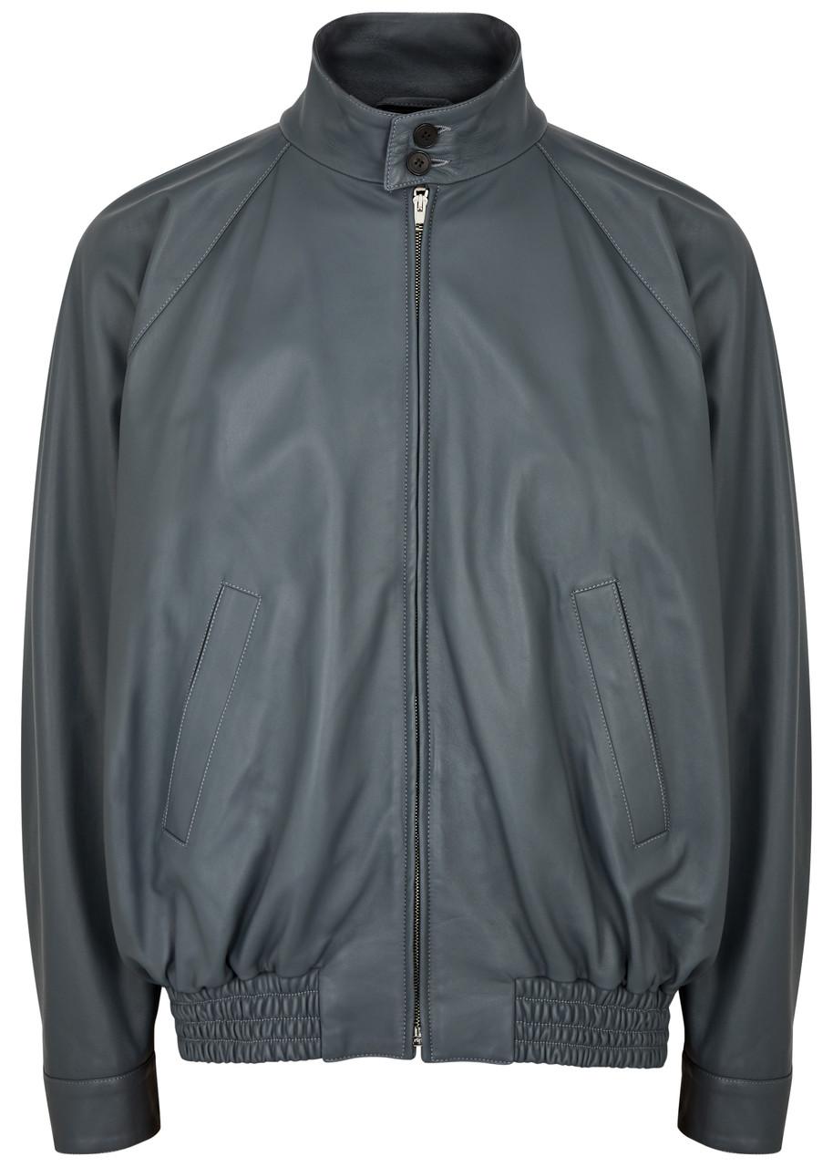 Marni Leather Bomber Jacket in Gray for Men | Lyst
