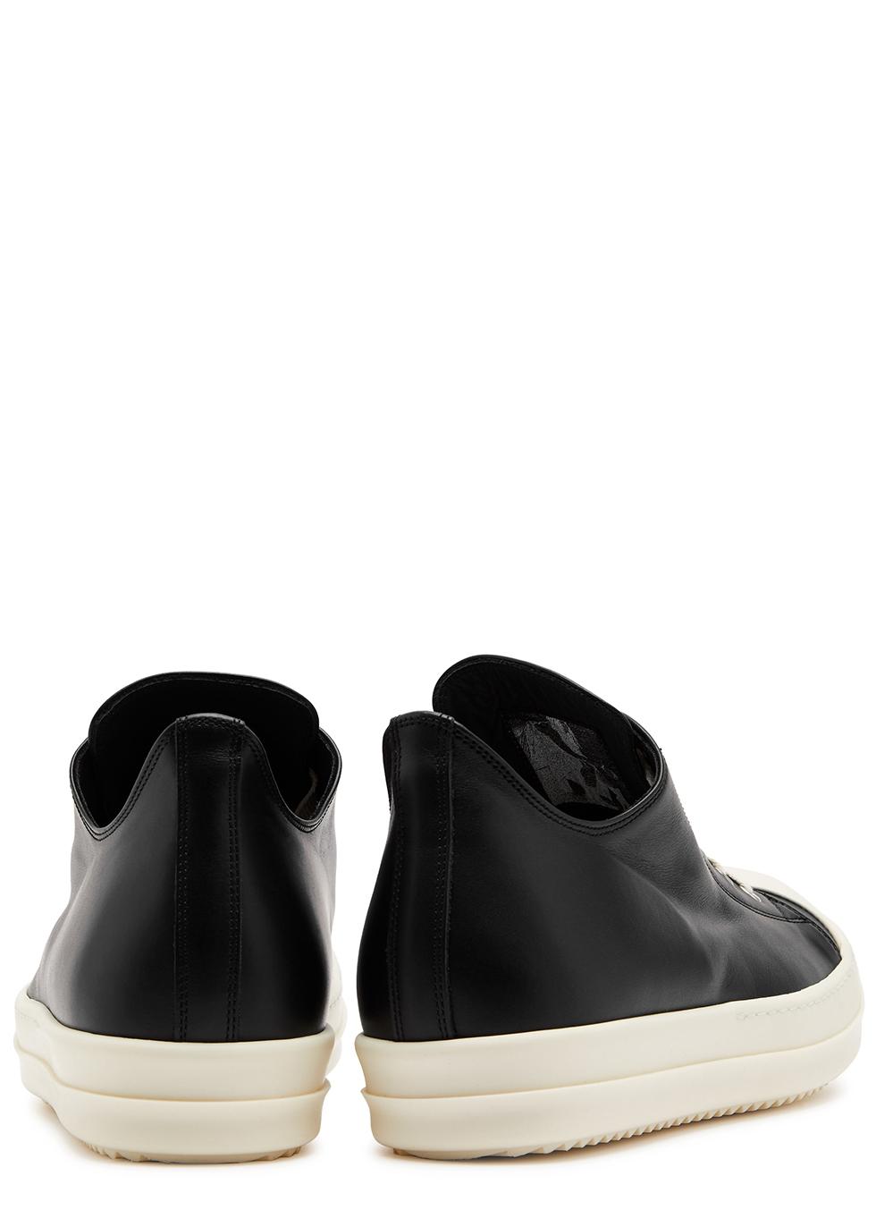 Shop Rick Owens Leather Low-Top Sneakers