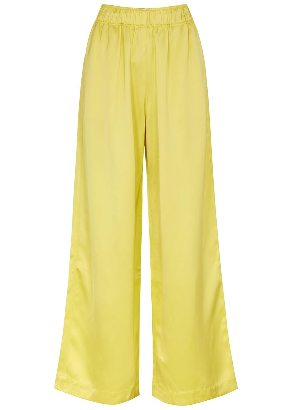 Stine Goya Quinn Wide-leg Satin Trousers in Yellow | Lyst