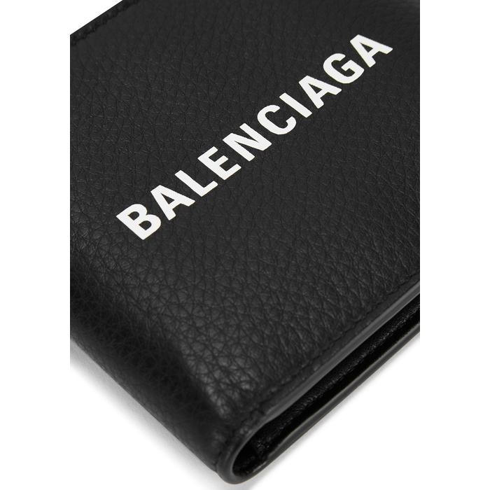 Balenciaga Leather Logo Bifold Wallet in Black for Men - Lyst