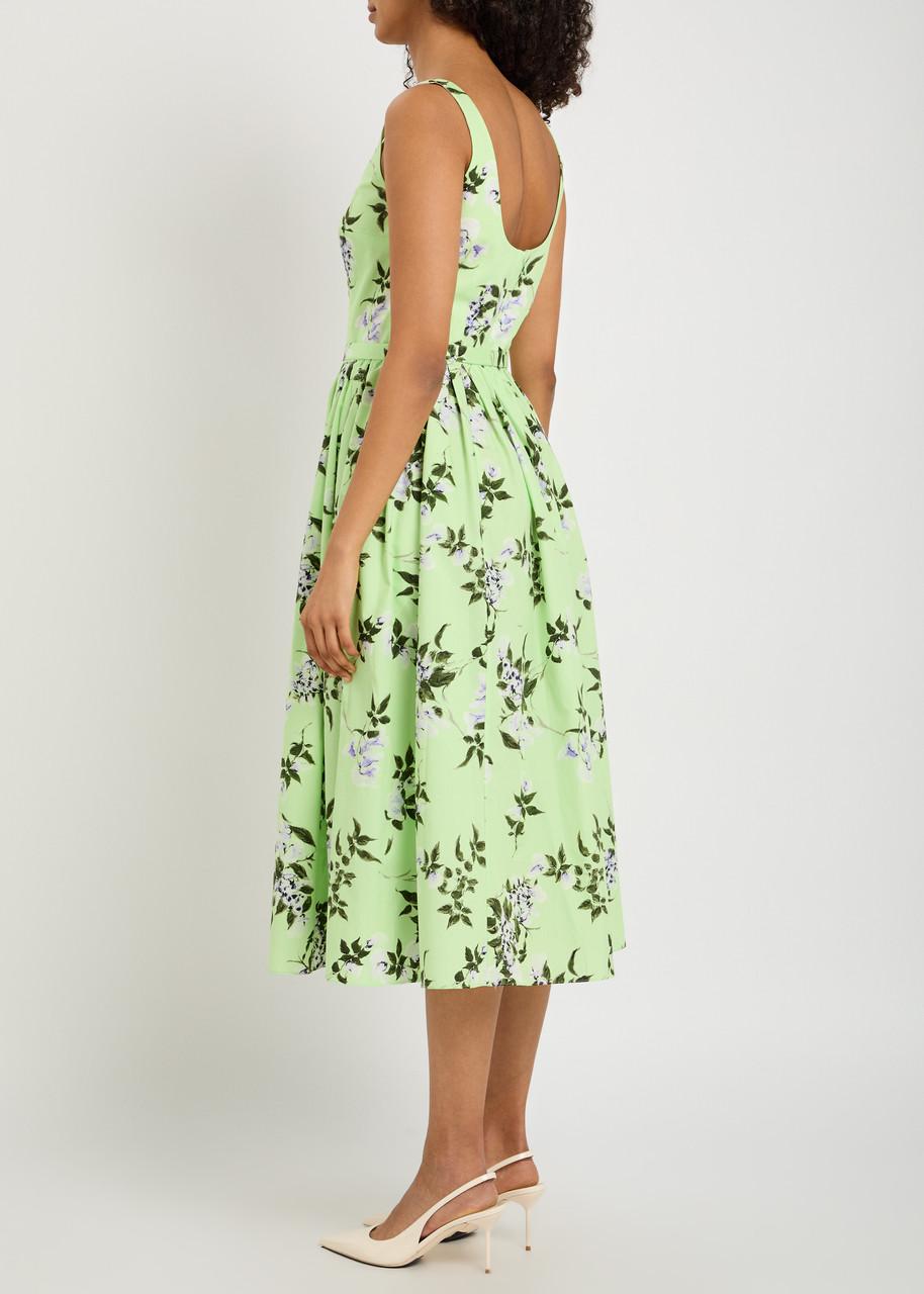 green emerald velvet dress Pinah Dress In Green Graphic Rose Jacquard