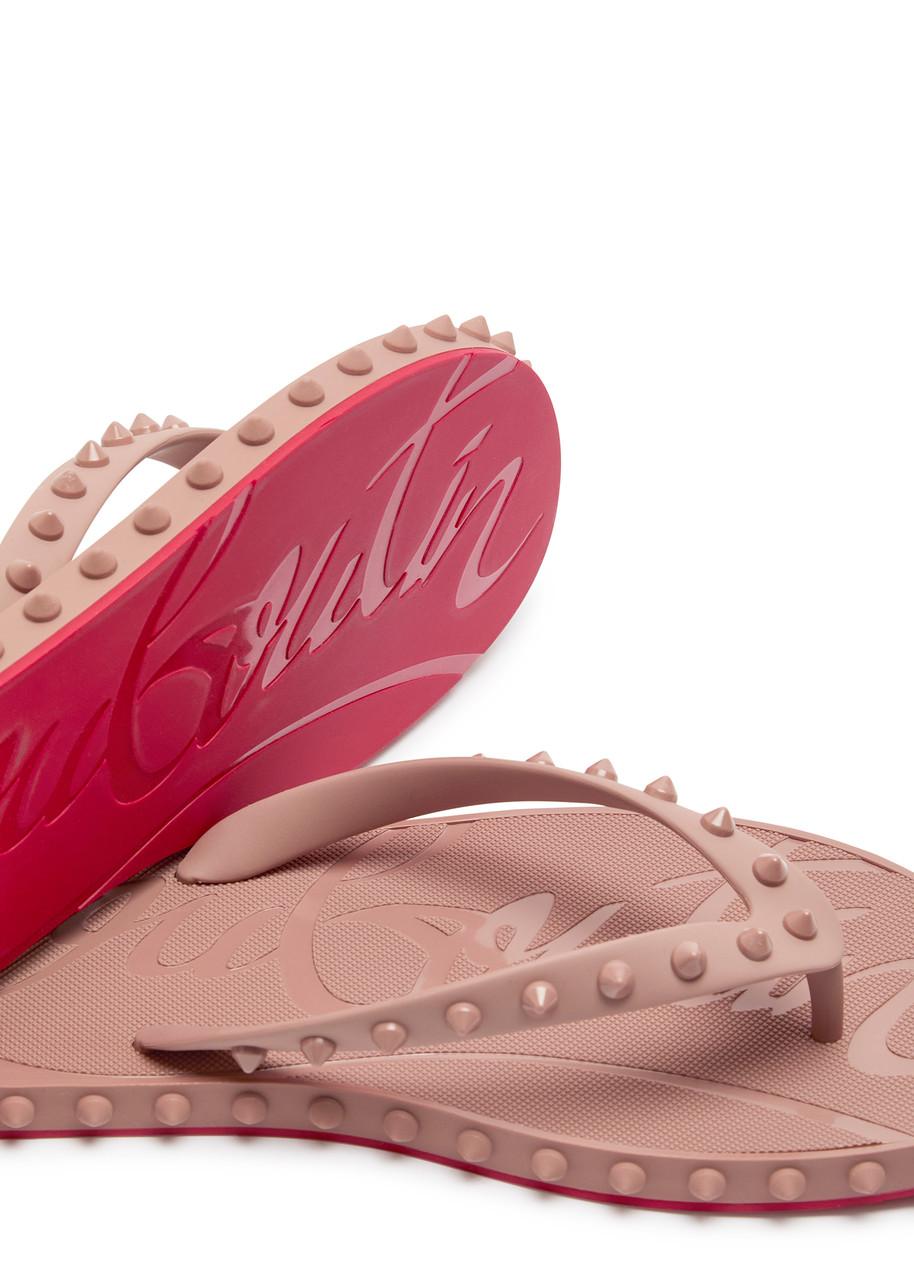 pink louboutin flip flops