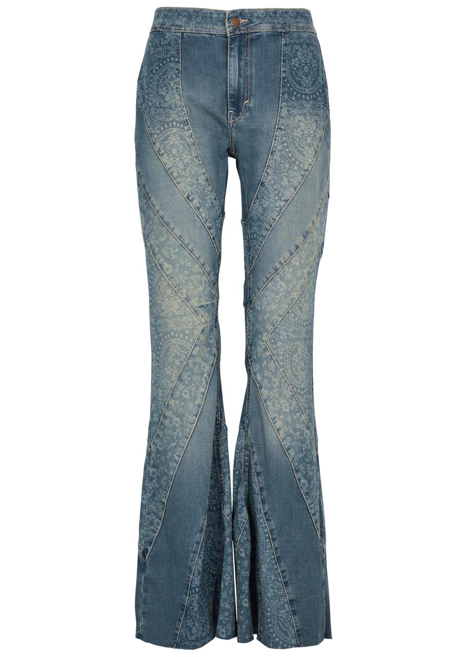 Free People Mermaid Panelled Flared-leg Jeans in Blue Lyst