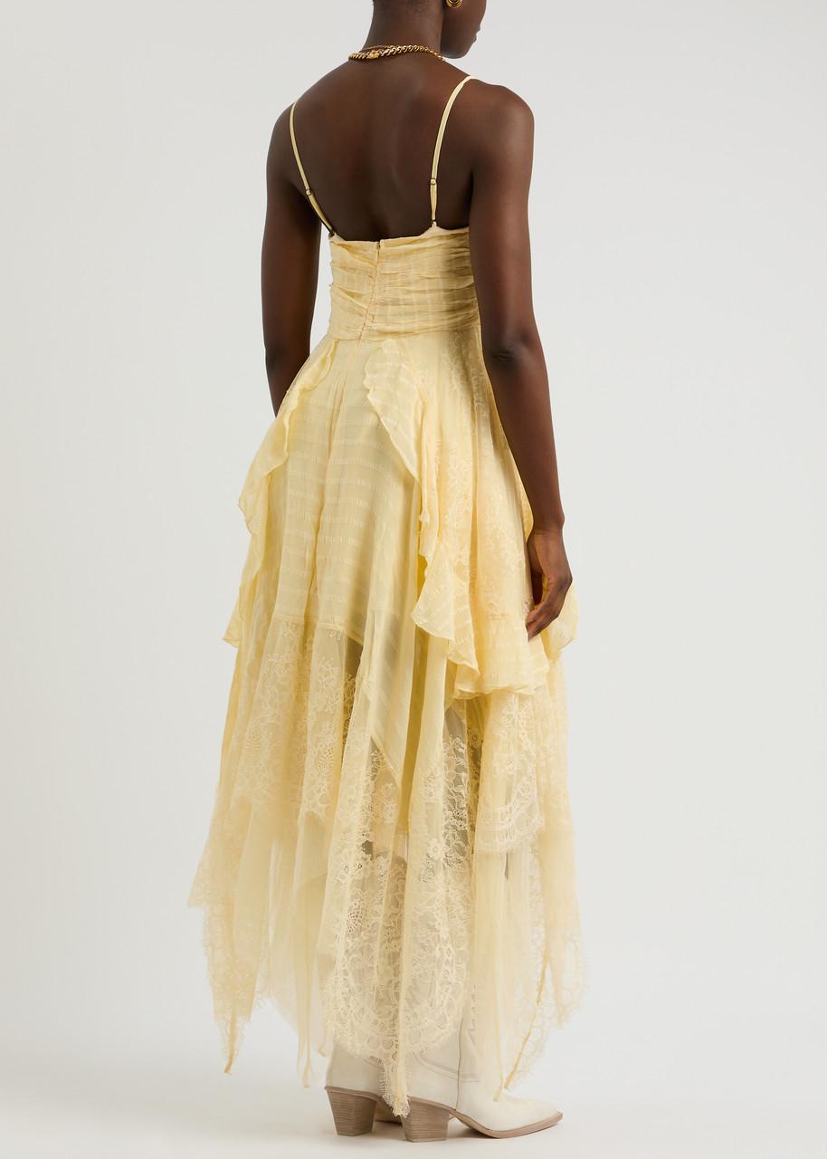 Free People Sheer Bliss Maxi Dress in Yellow Lyst