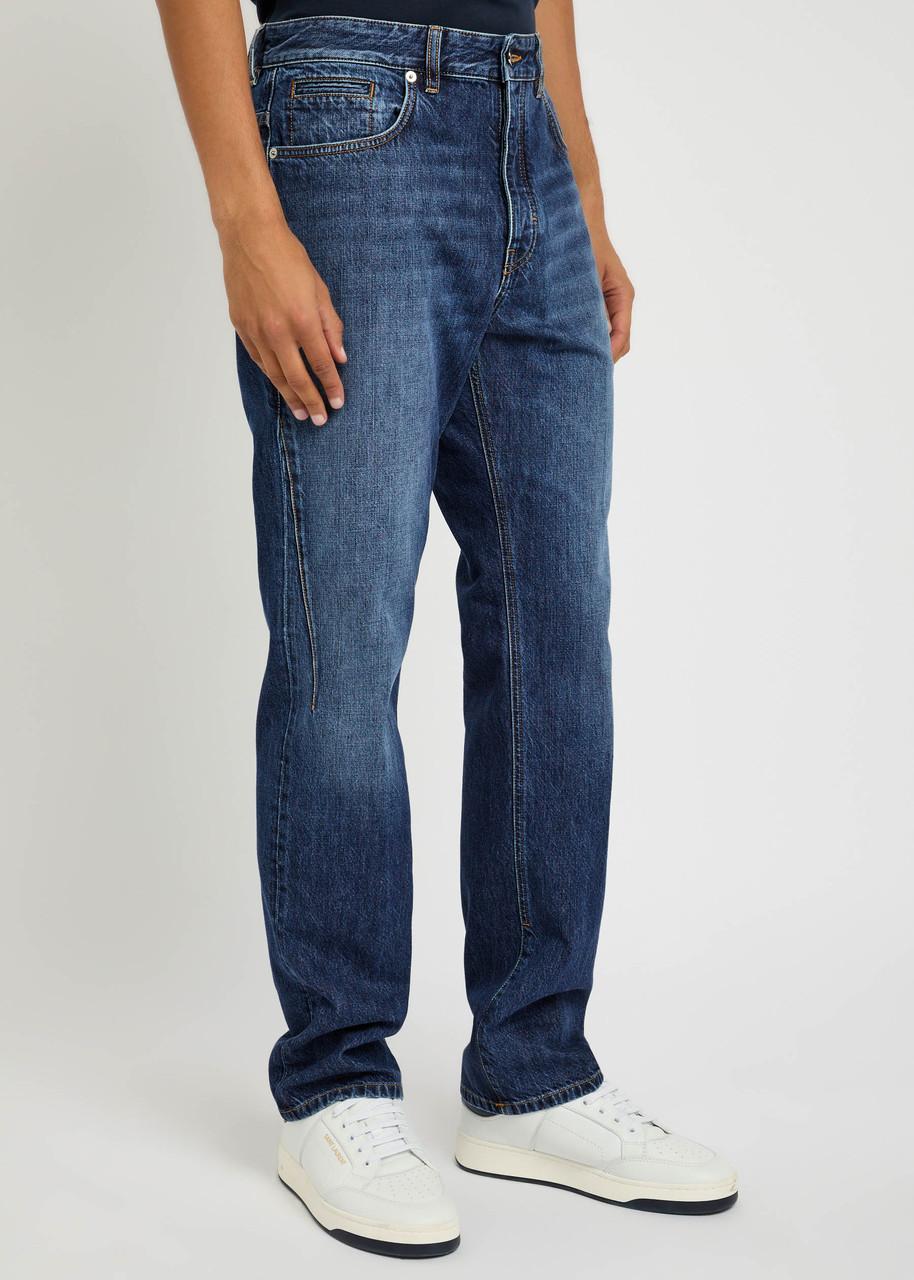 デニム・ジーパン Givenchy Twisted Dark Blue Denim Jeans Givenchy Givenchy Jeans in painted crackled denim | Grailed