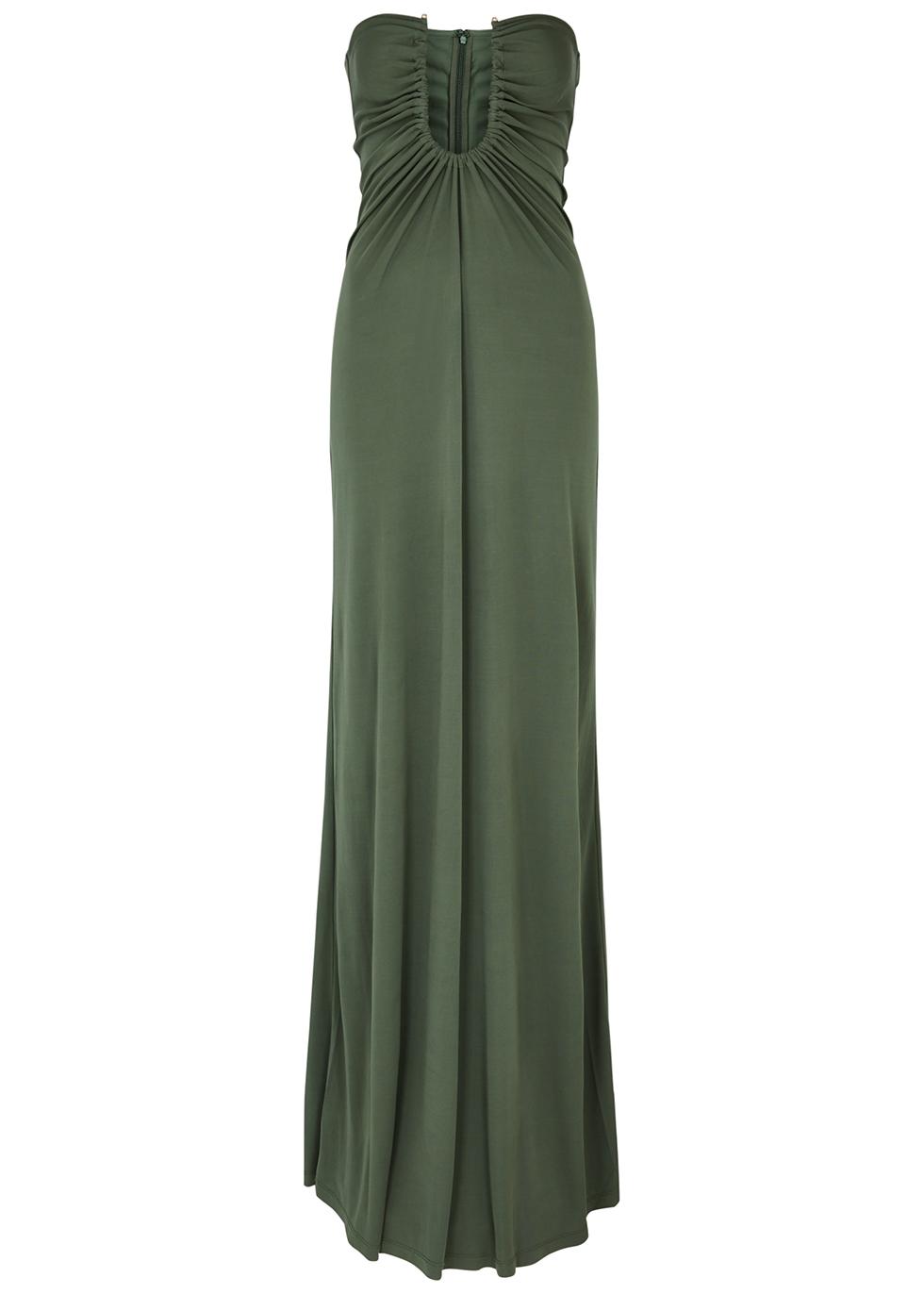 Christopher Esber Arched Palm Strapless Jersey Maxi Dress in Green | Lyst