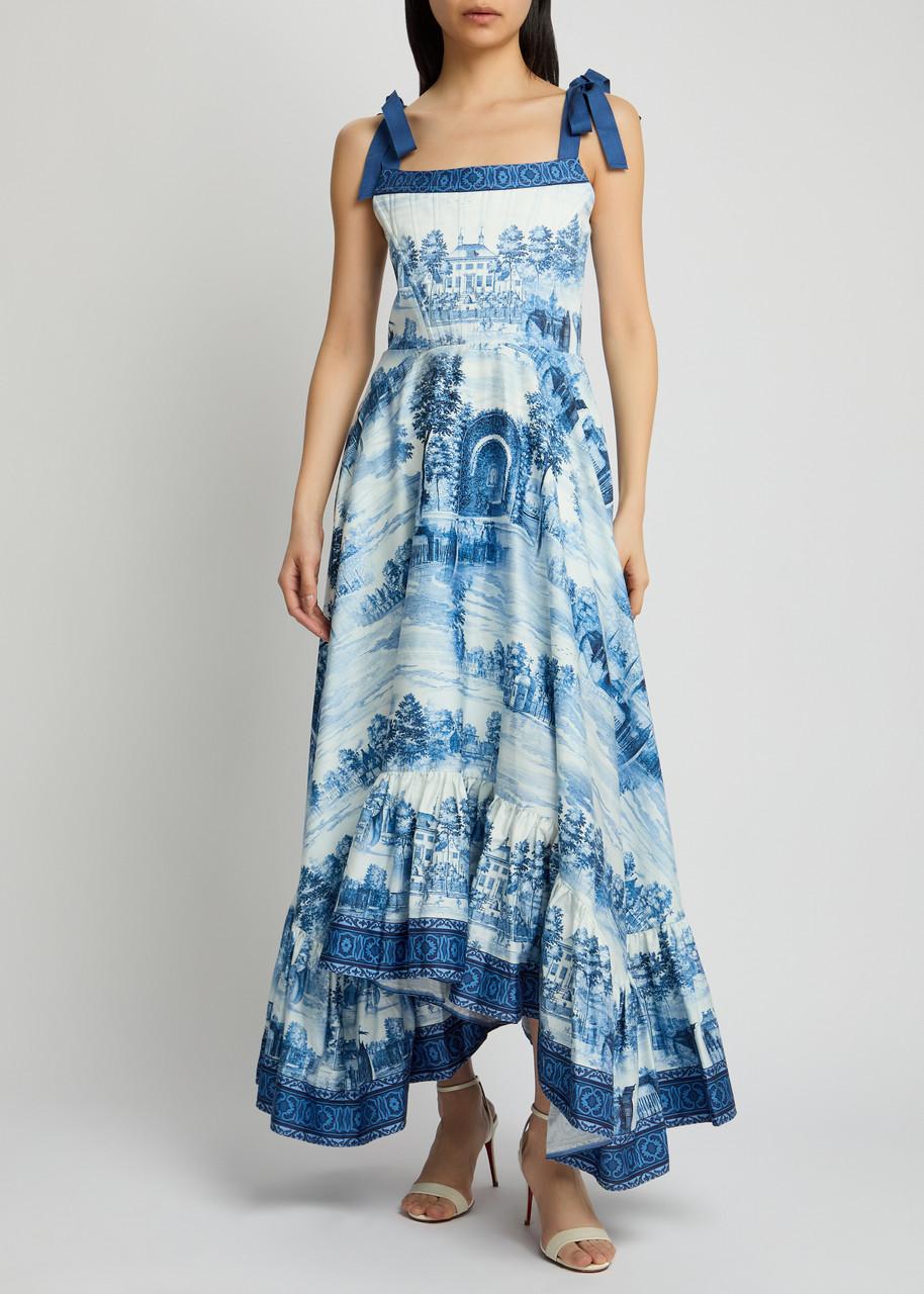 Alice + Olivia Rosalee Printed Stretch-Cotton Maxi Dress in