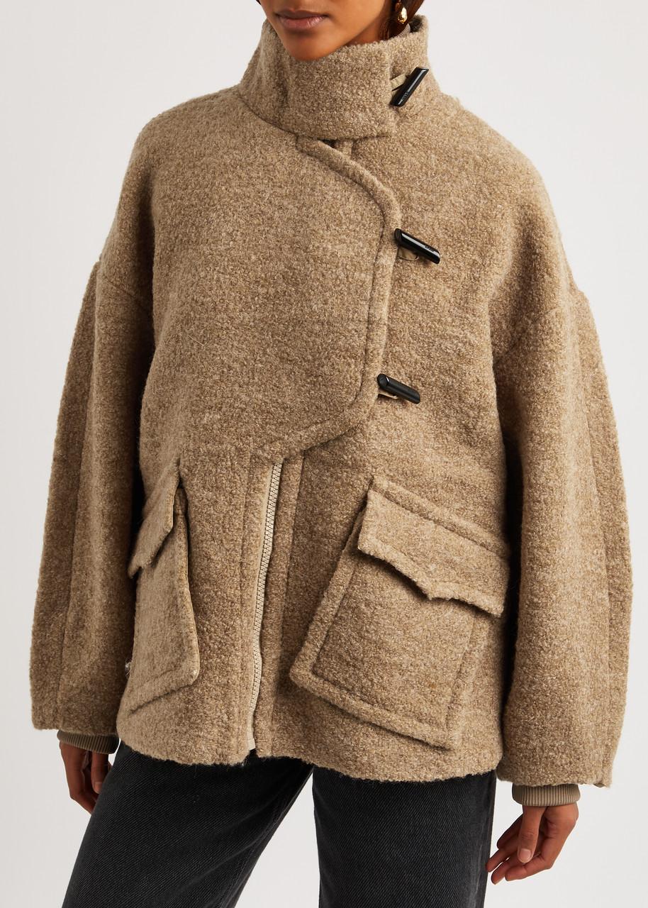 Ganni Bouclé Wool Jacket in Brown | Lyst