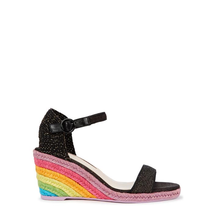Sophia Webster Lucita Rainbow Espadrille Wedge Sandals in Black | Lyst