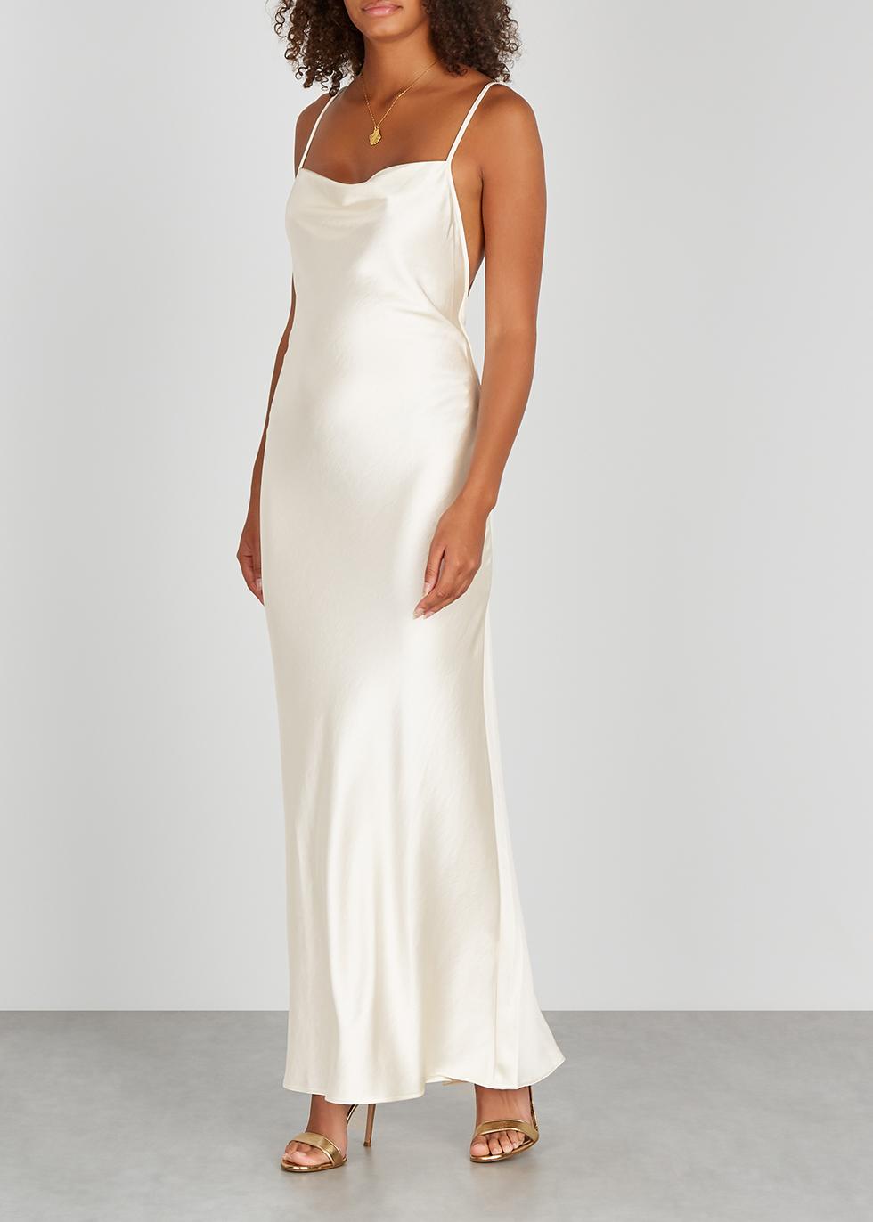 Bridge Mireille Ivory Satin Maxi Dress ...