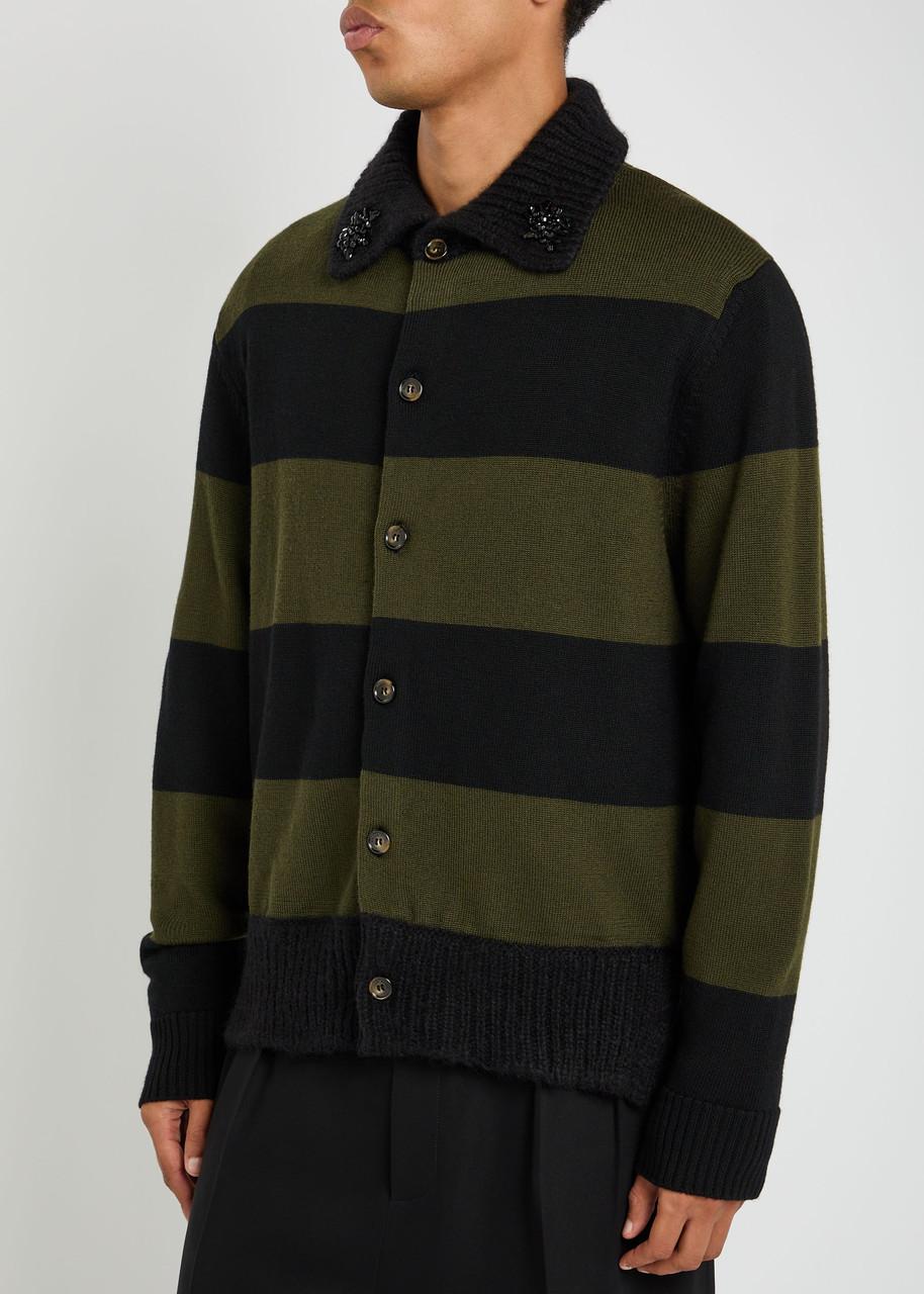 Simone Rocha Striped Wool Cardigan in Black for Men Lyst UK