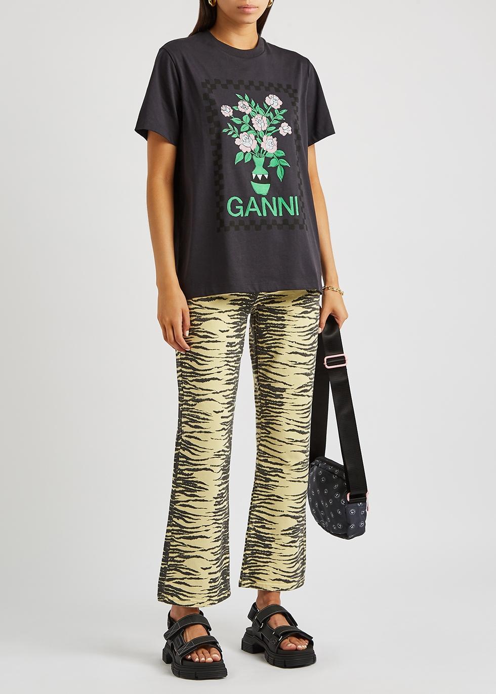 Ganni Zebra-print Straight-leg Jeans in Lyst