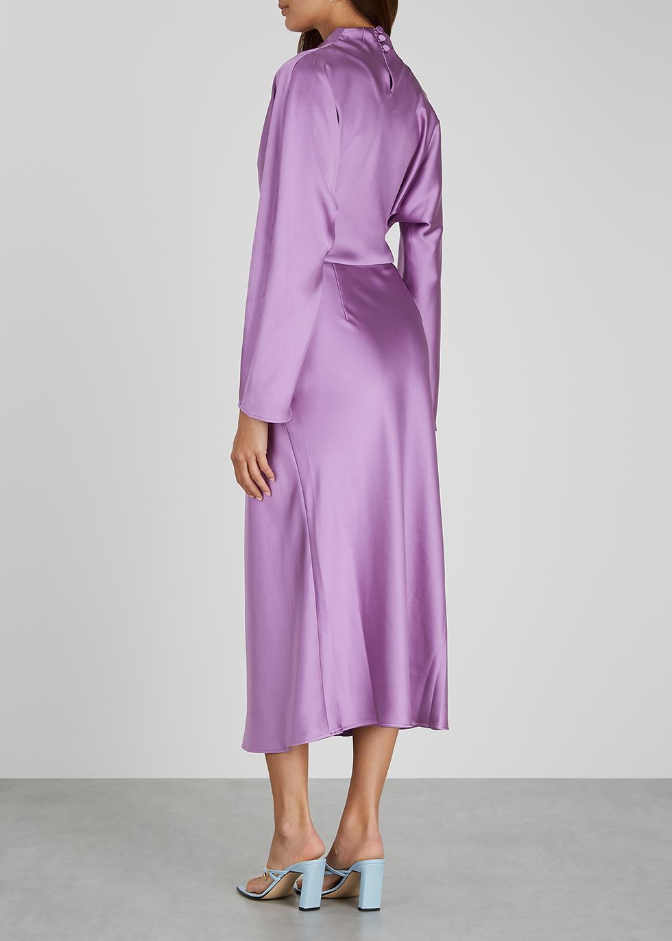 Stine Goya Damai Lilac Satin Midi Dress 