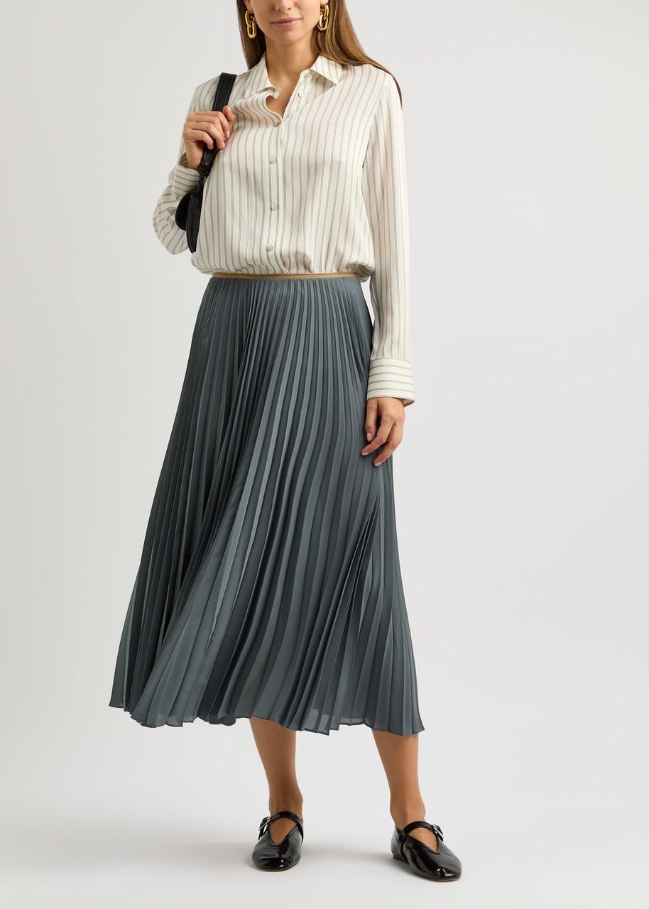 Grey pleated chiffon skirt hotsell