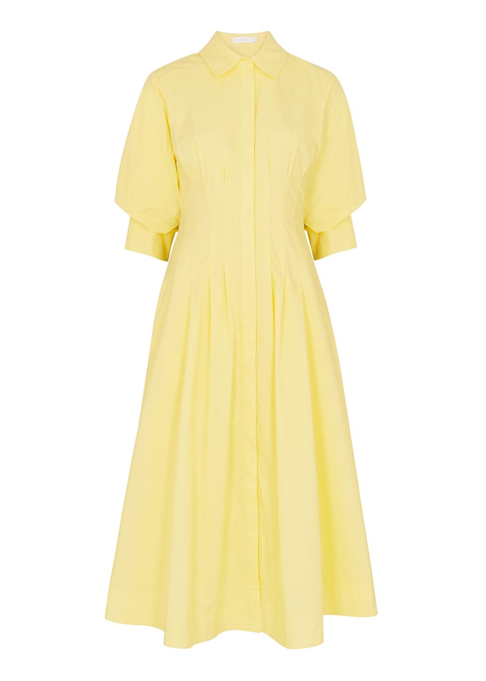 Jonathan Simkhai Simkhai Jazz Cotton-blend Midi Dress in Yellow | Lyst UK