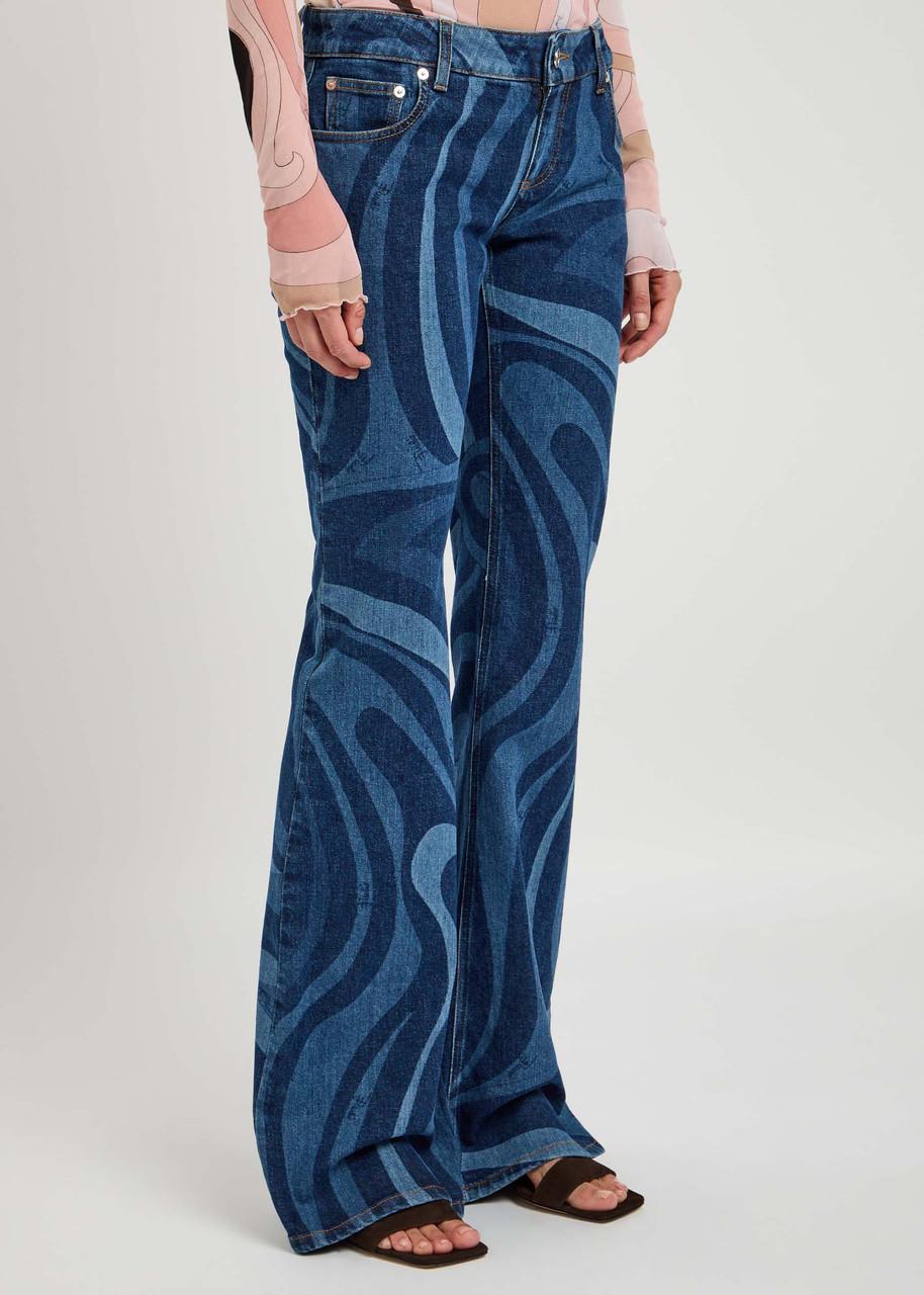 Emilio Pucci Wave-Printed Flared-Leg Jeans in Blue | Lyst