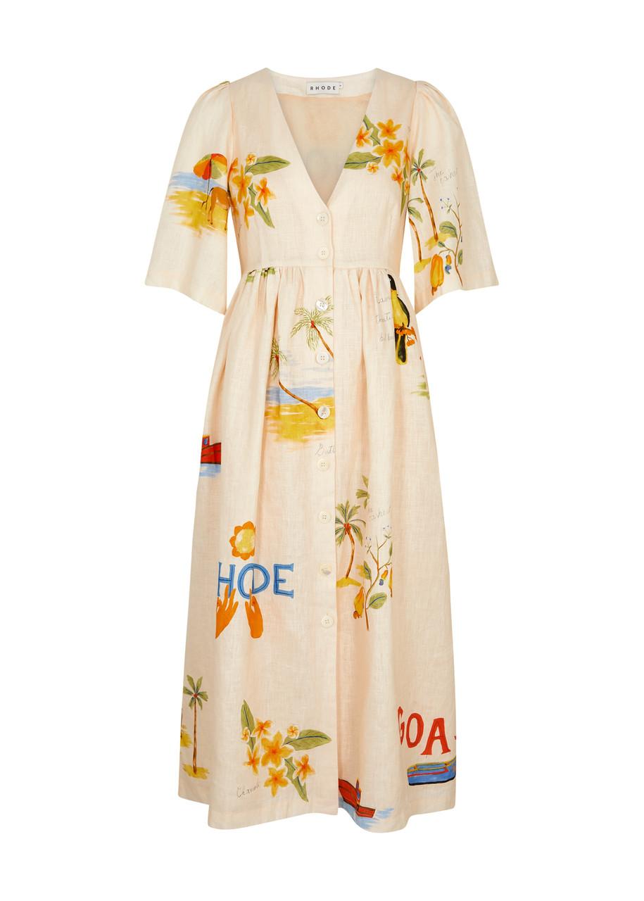 chinese dress ladies Lio Linen Dress - Santiago Print - Size 2XS main image 0