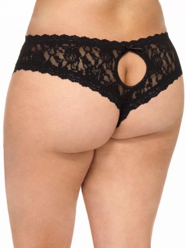 Hanky Panky Plus Size Cheeky Bikini Crotchless Panties in Black | Lyst