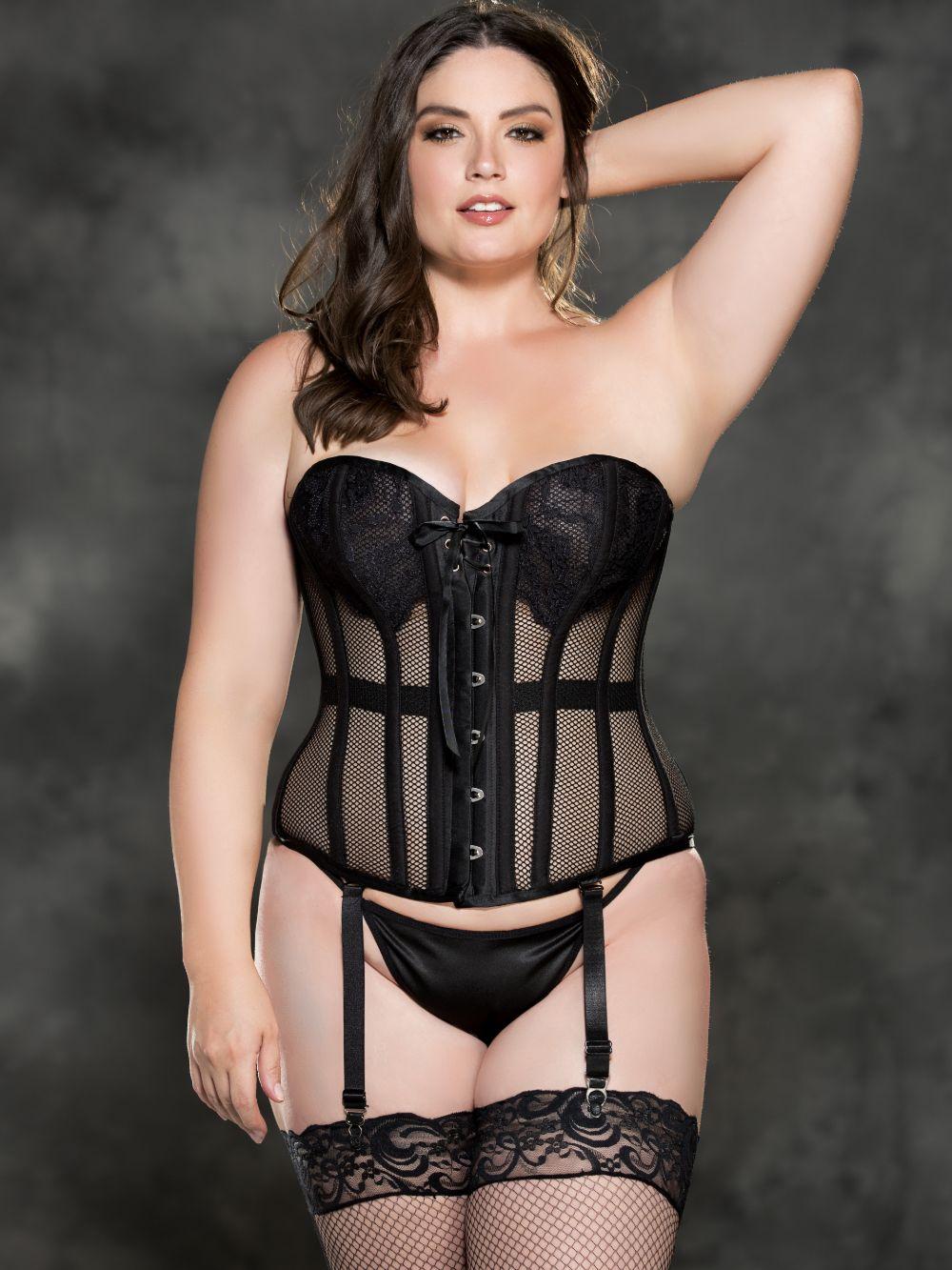 Shirley of Hollywood Olivia Plus Size Black Corset Lingerie | Lyst