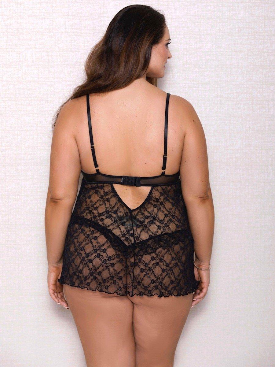iCollection Plus Size Sexy Lace Babydoll Lingerie in |