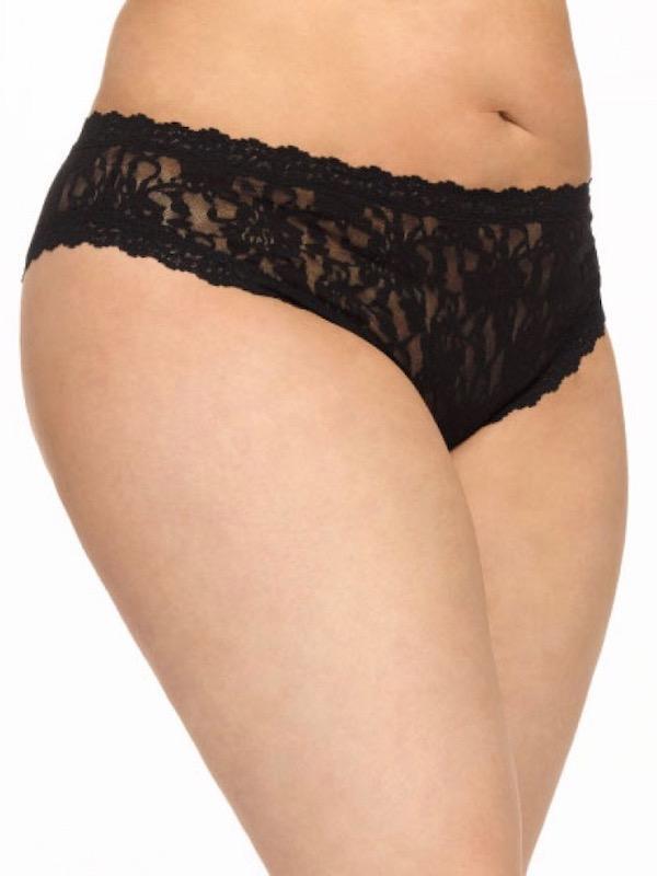 Hanky Panky Satin Plus Size Cheeky Bikini Crotchless Panties In