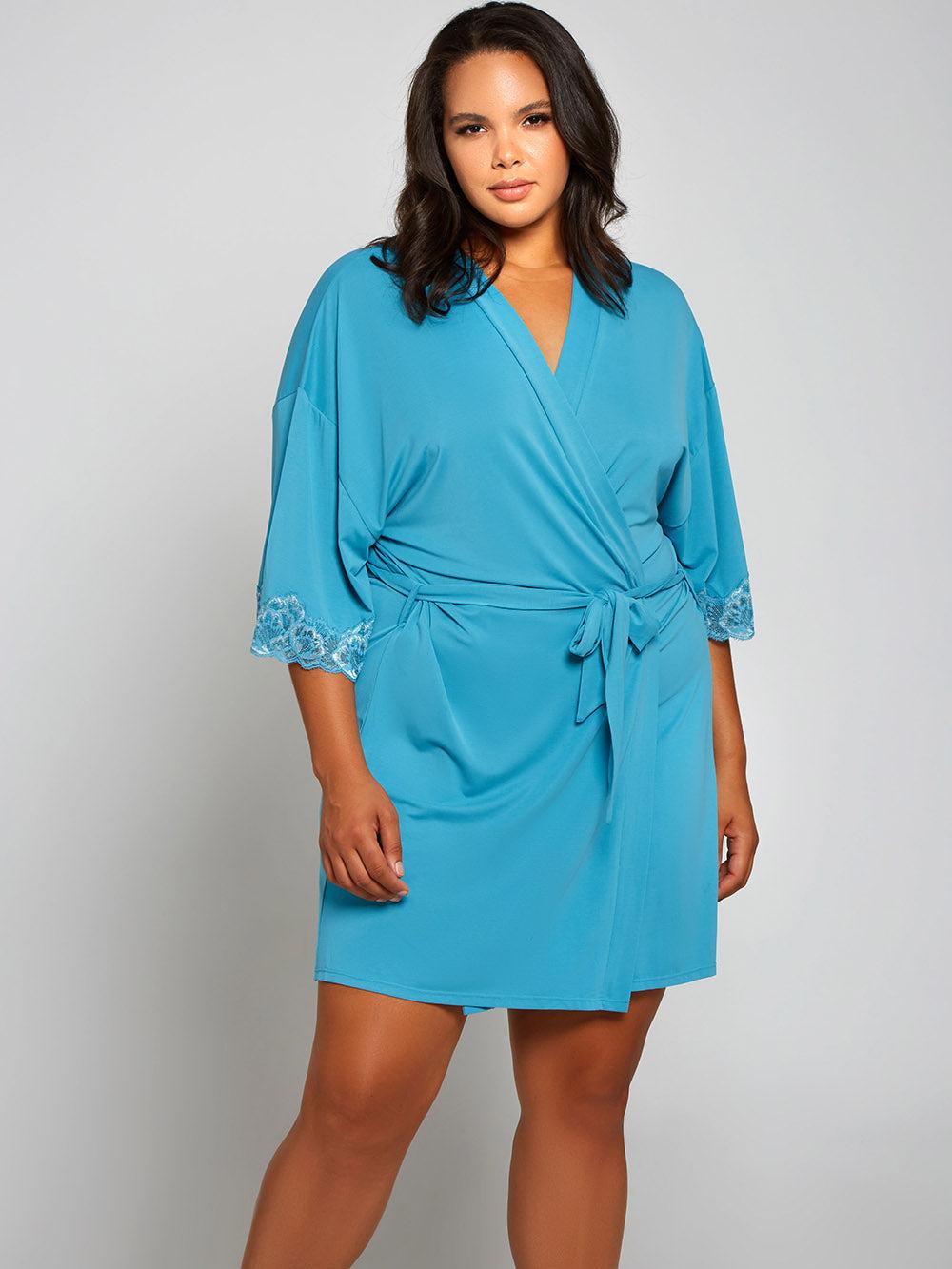 iCollection Nala Plus Size Robe in Blue | Lyst