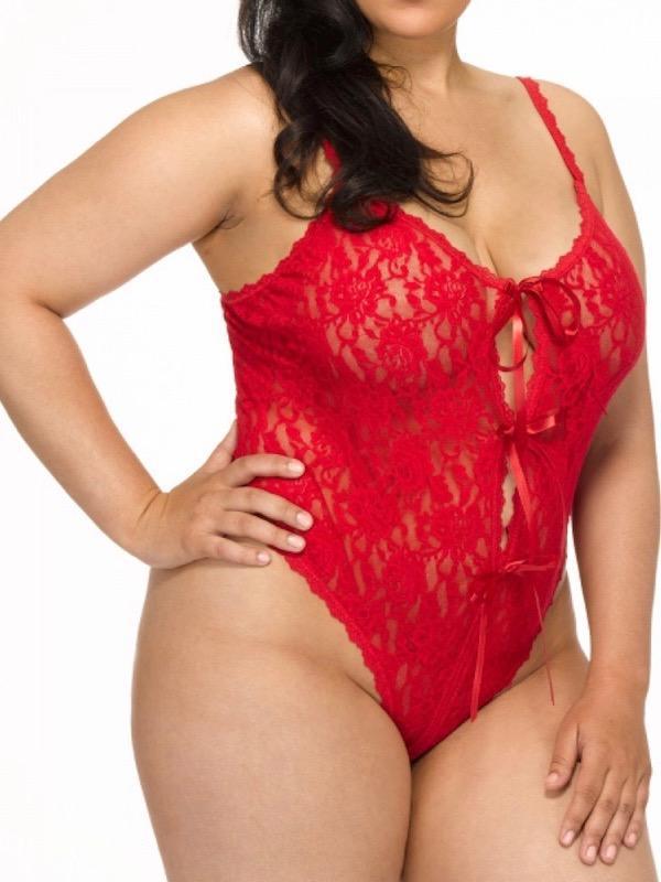 Hanky Panky Lace Crotchless Plus Size Thong Bodysuit Teddy in Red Lyst