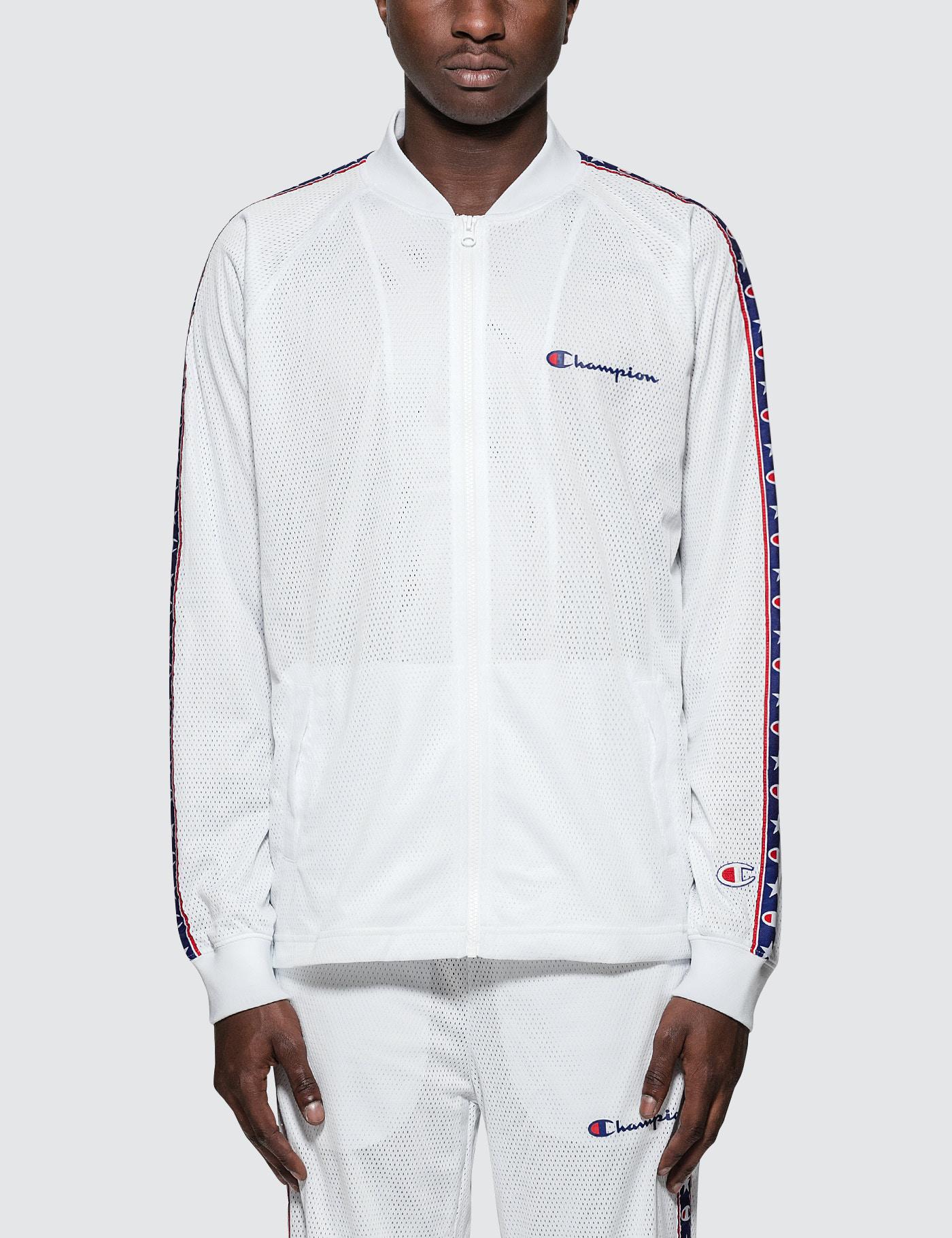 champion track jacket white