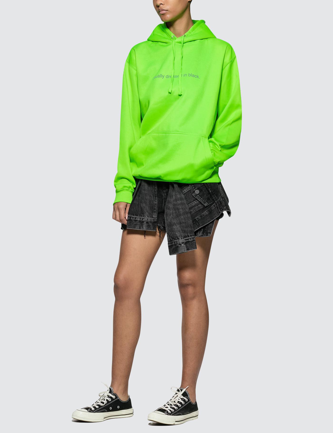 usually dressed in black tee