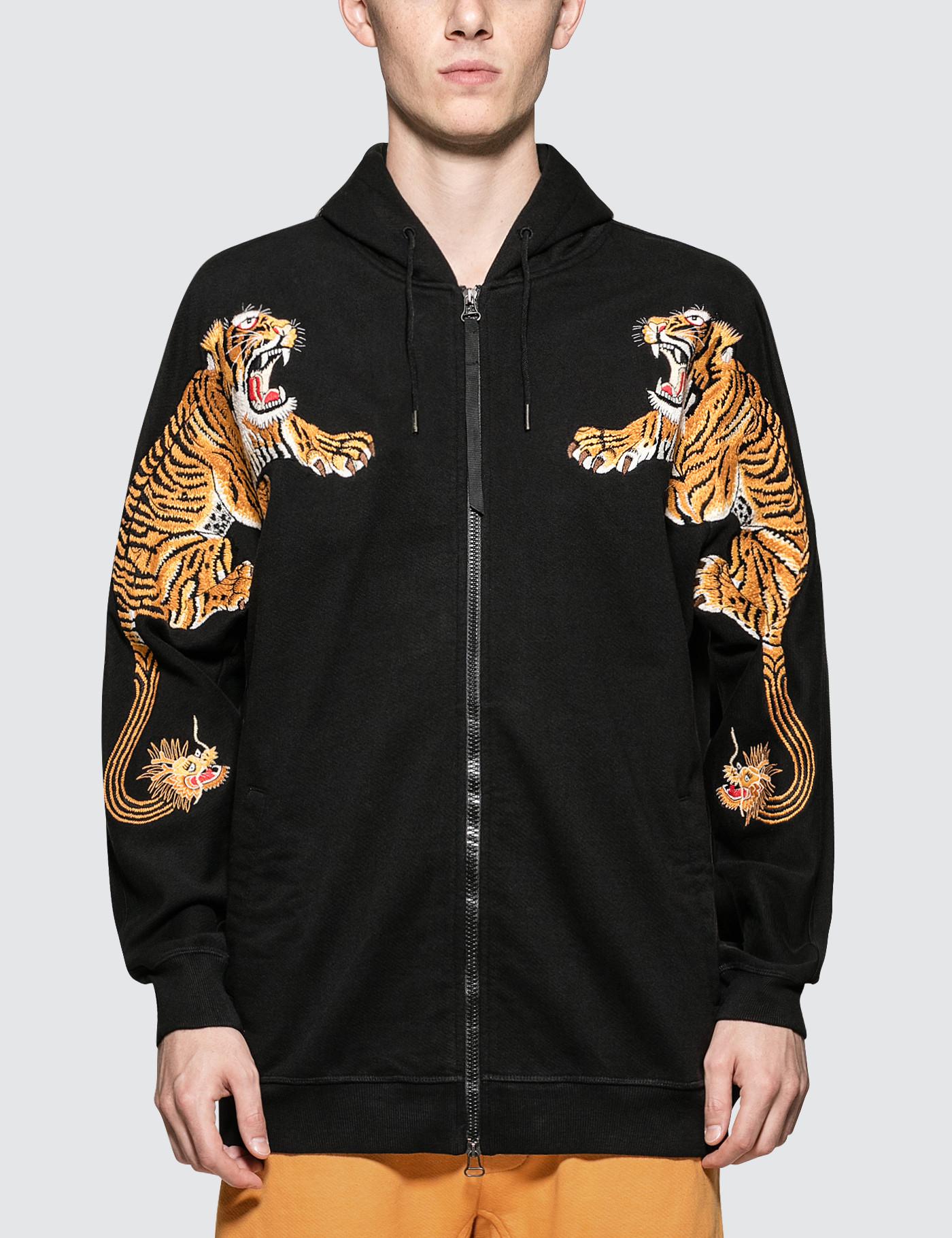 Maharishi Cotton Tiger Style Zipped Hoodie in Black for Men - Lyst