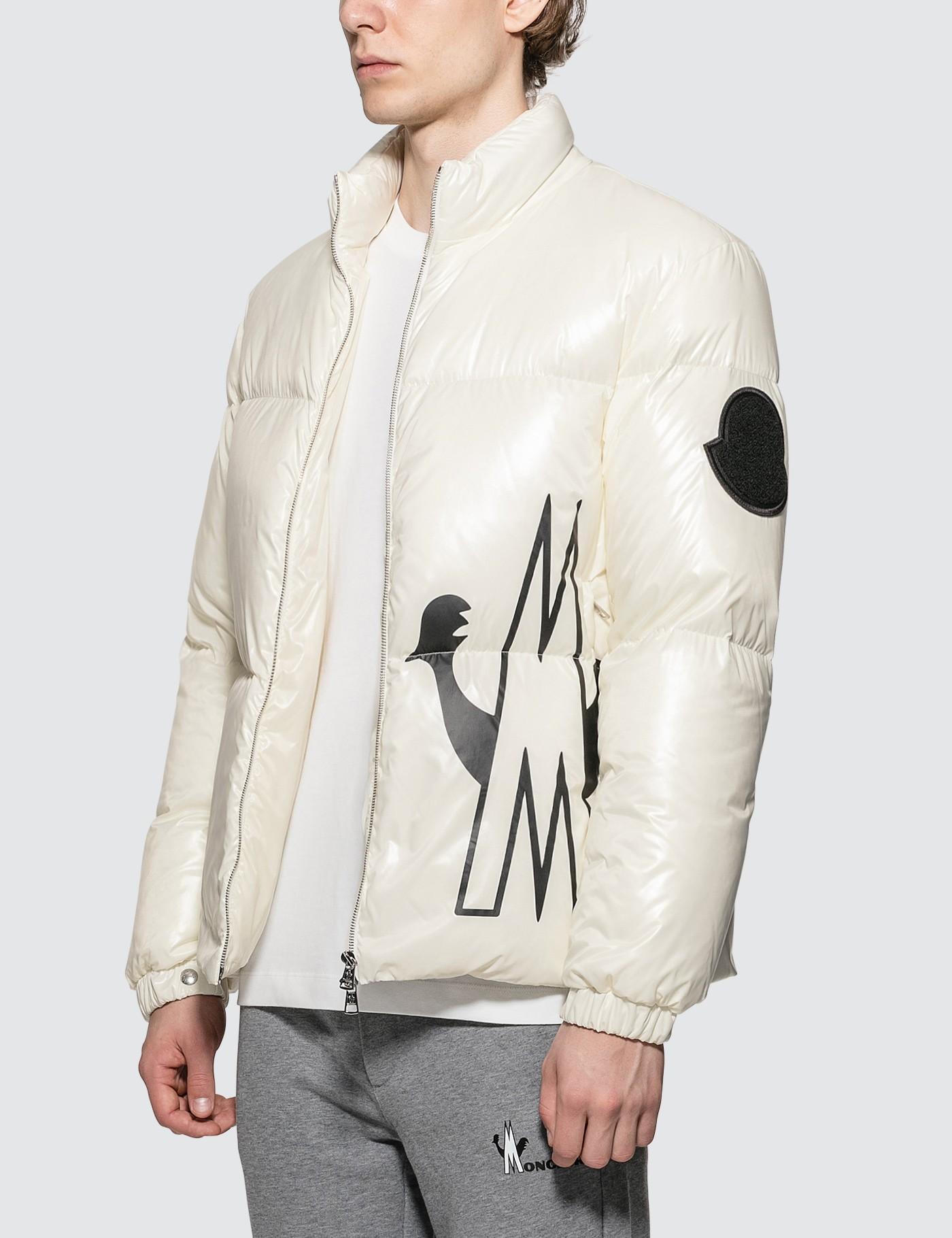 Moncler Synthetic Nylon Down Jacket With Front Logo in White for Men - Lyst
