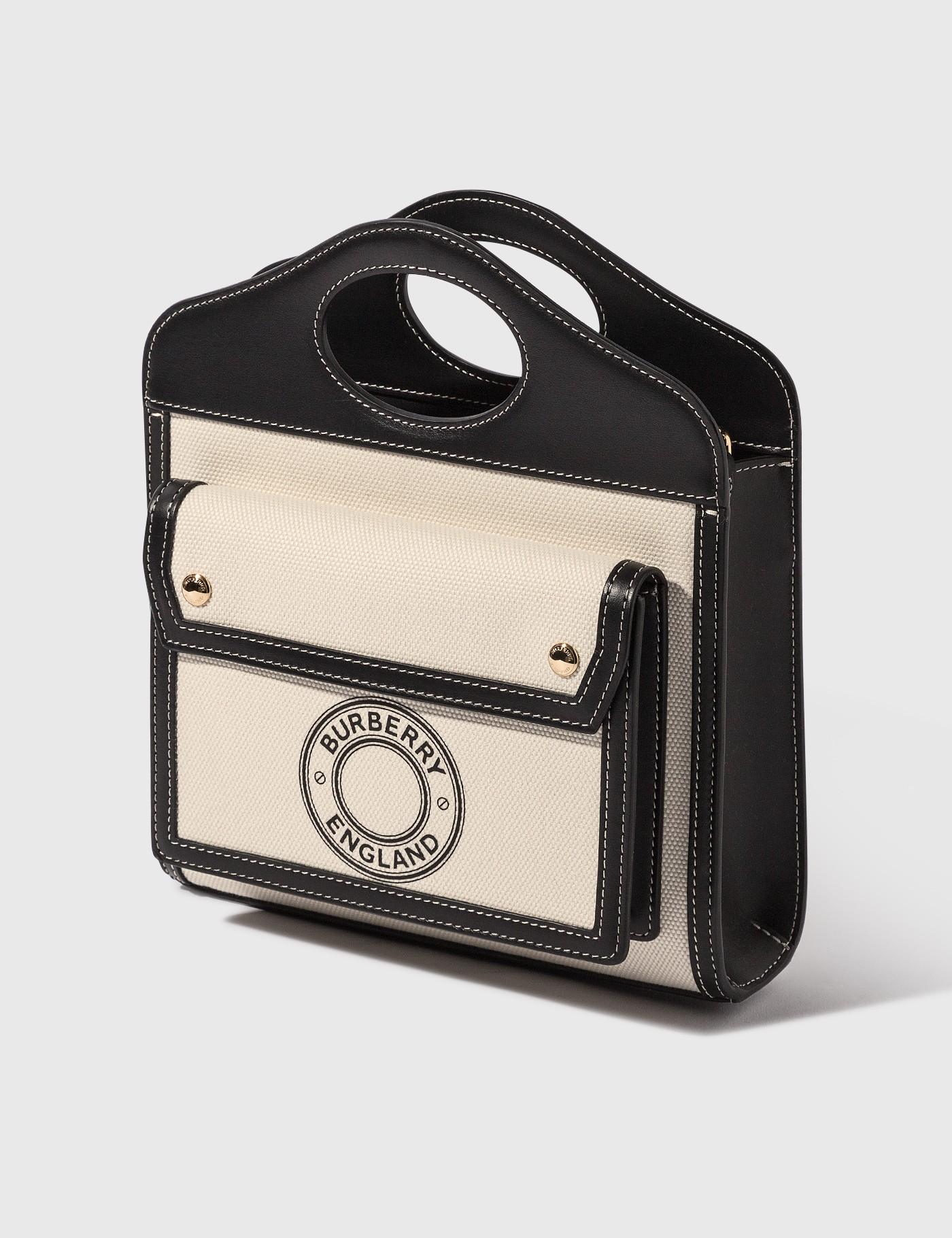 mini logo graphic canvas and leather pocket bag