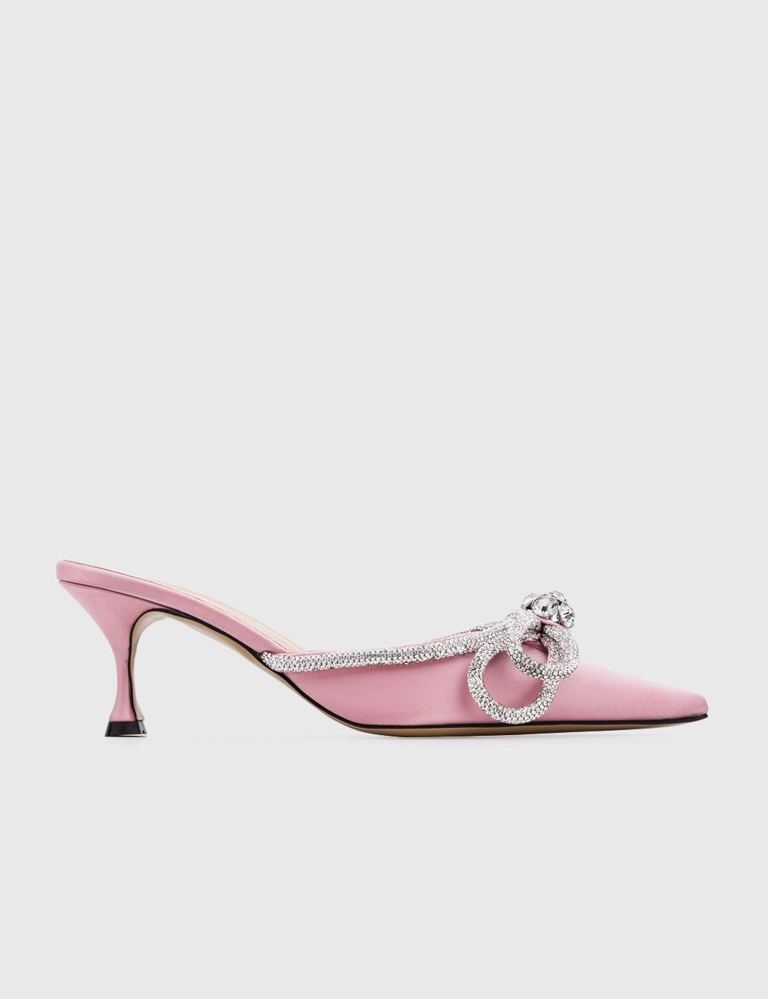 Mach & Mach Double Bow Satin Mule in Pink | Lyst