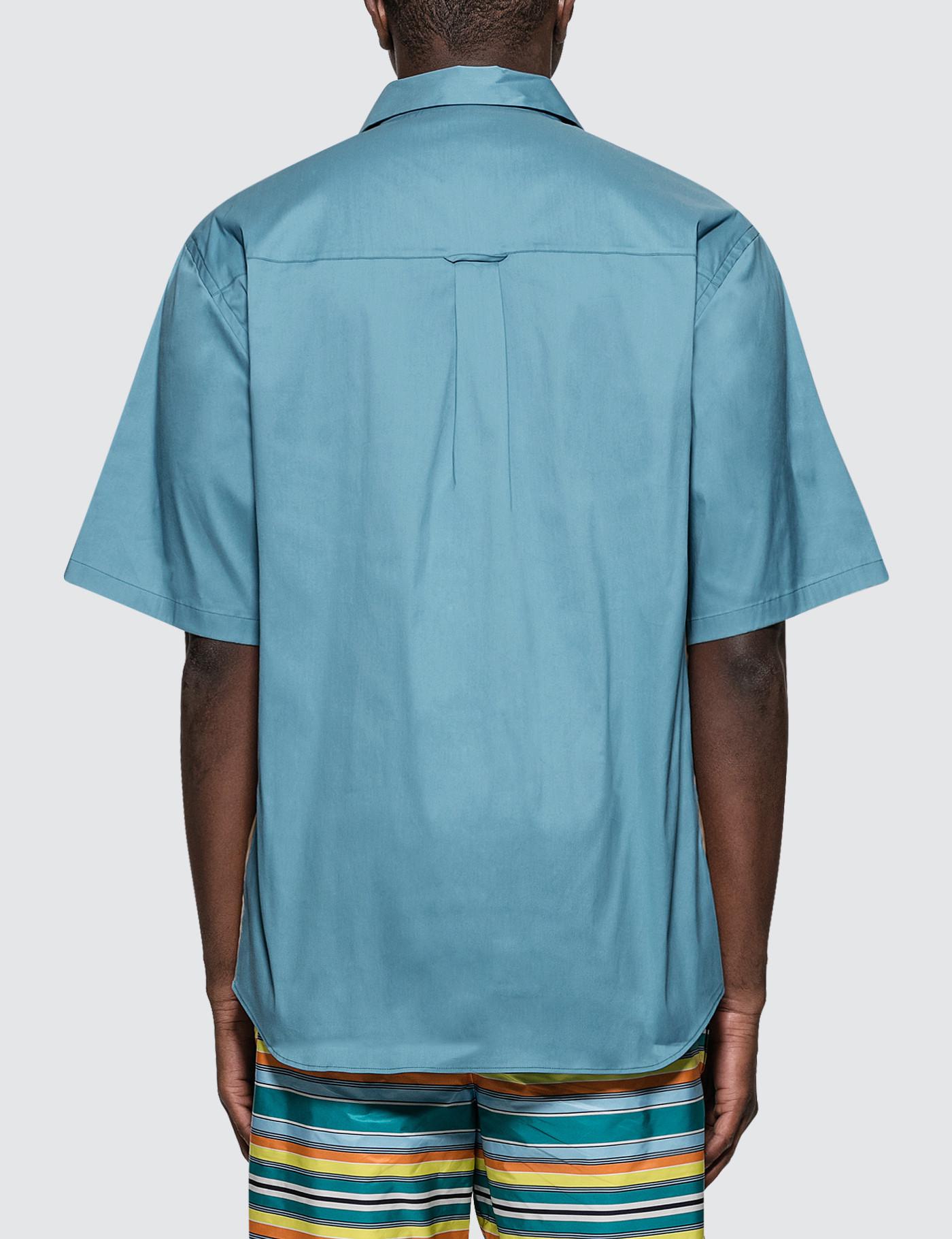 Prada Cotton Oversize Shirt in Blue for Men - Lyst