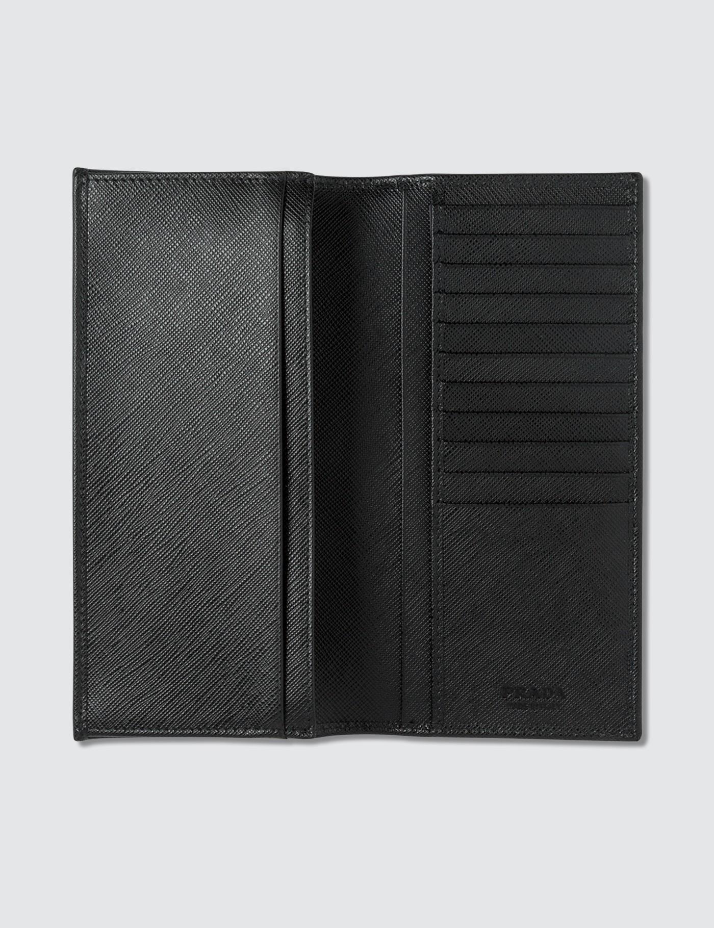 Prada Leather Vertical Wallet in Black for Men Lyst