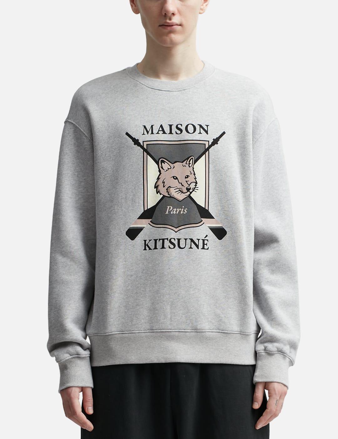 Maison Kitsuné College Fox Printed Comfort Sweatshirt in Grey for