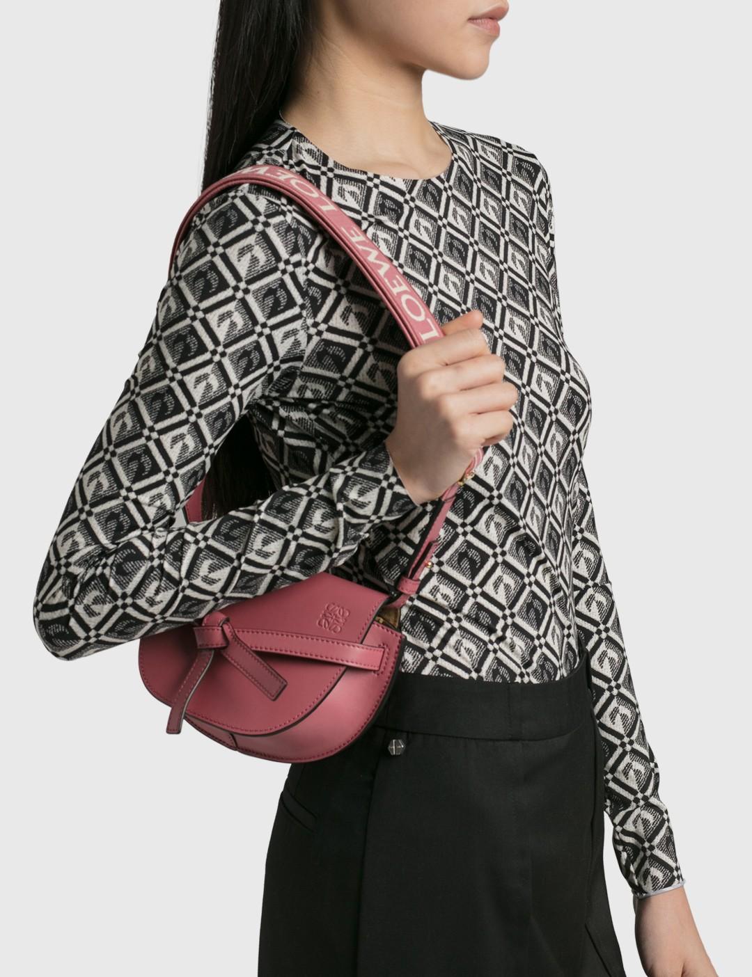 Gate Dual Mini Leather Shoulder Bag in Pink - Loewe