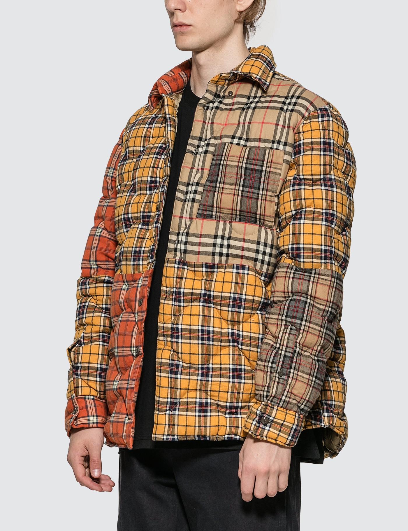Burberry Men's Mixed Plaid Quilted Shirt Jacket in Yellow for Men | Lyst