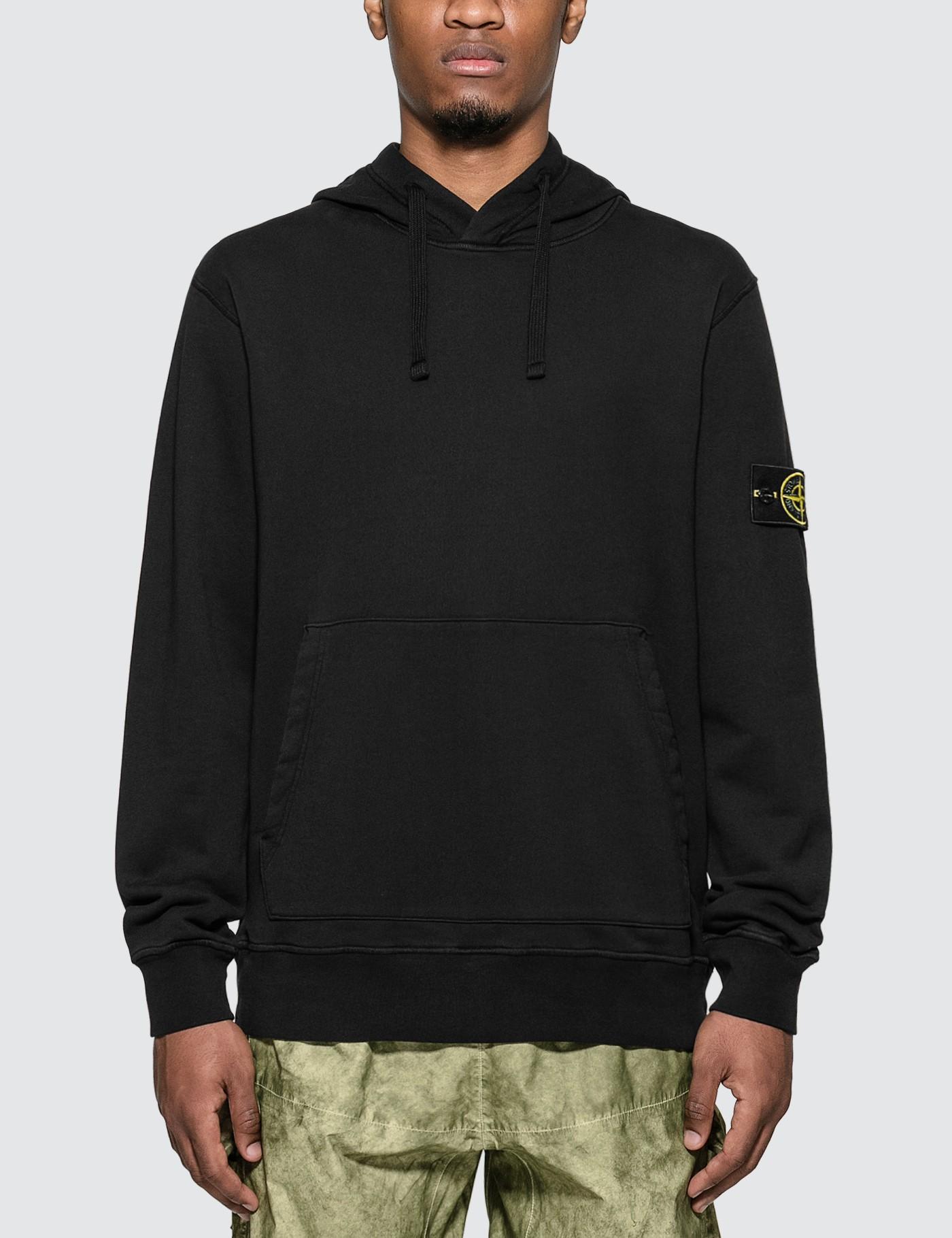 Stone Island Classic Compass Logo Hoodie in Black for Men - Lyst
