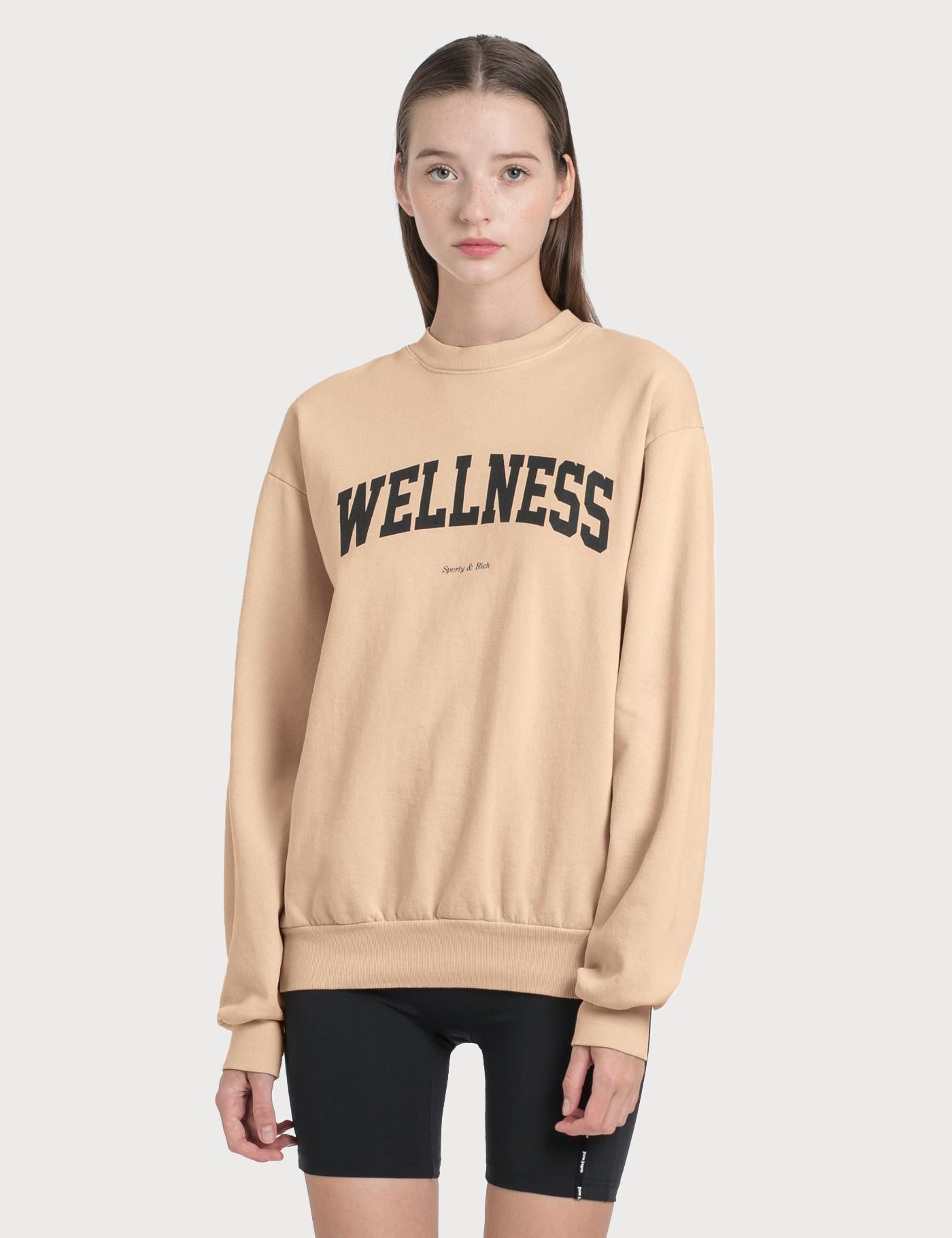 Sporty & Rich Fleece Wellness Ivy Crewneck Sweatshirt in Beige (Natural