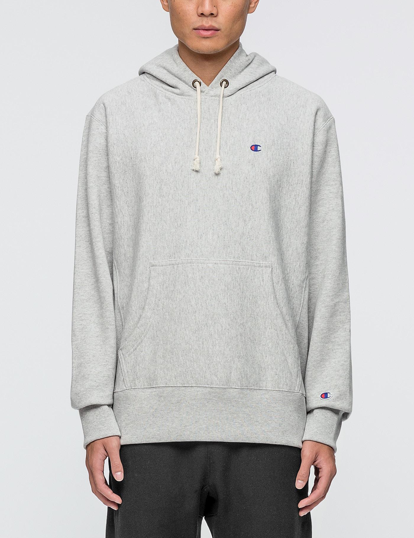 grey champion logo hoodie