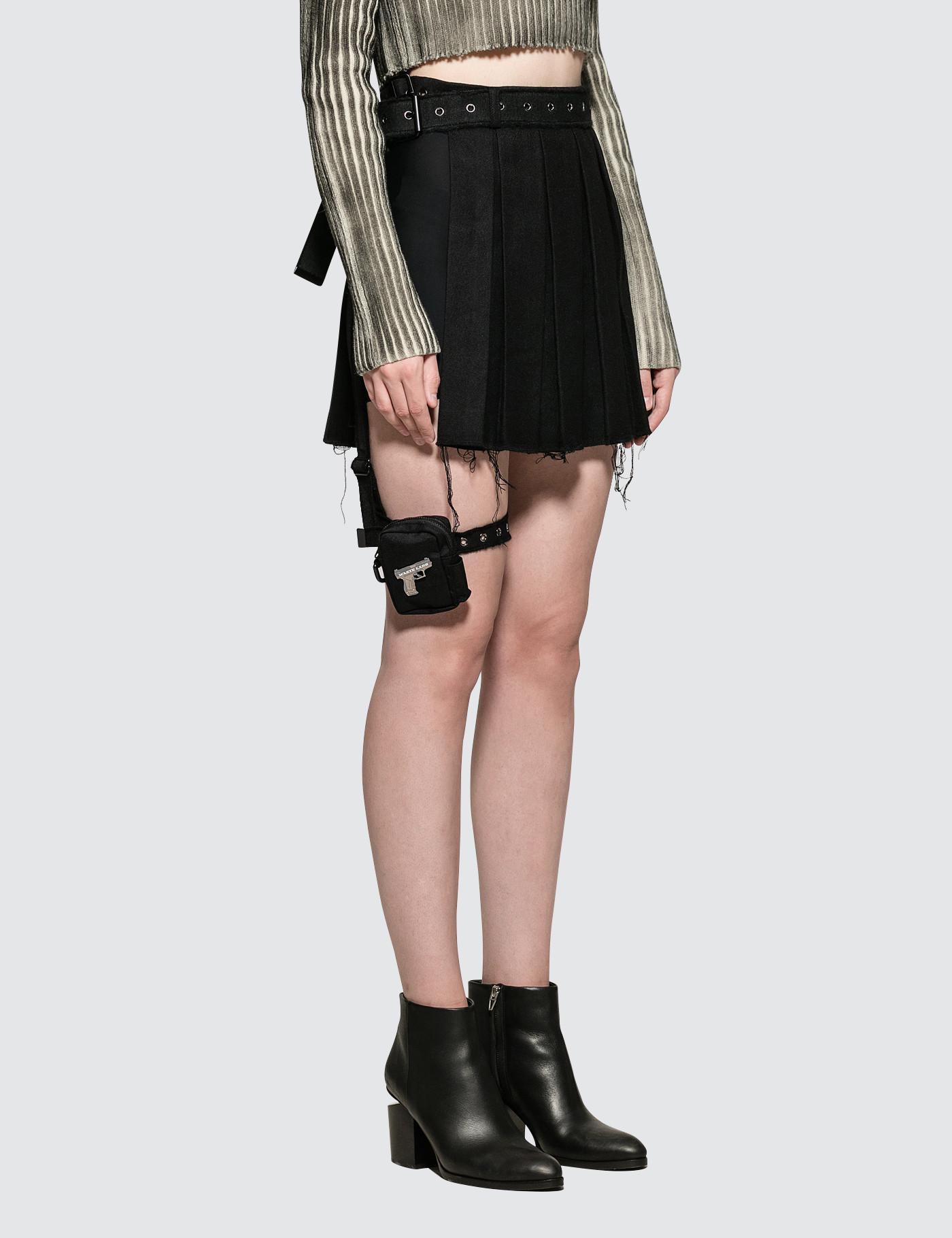 Hyein Seo Wool Skirt With Garter Belt in Black - Lyst