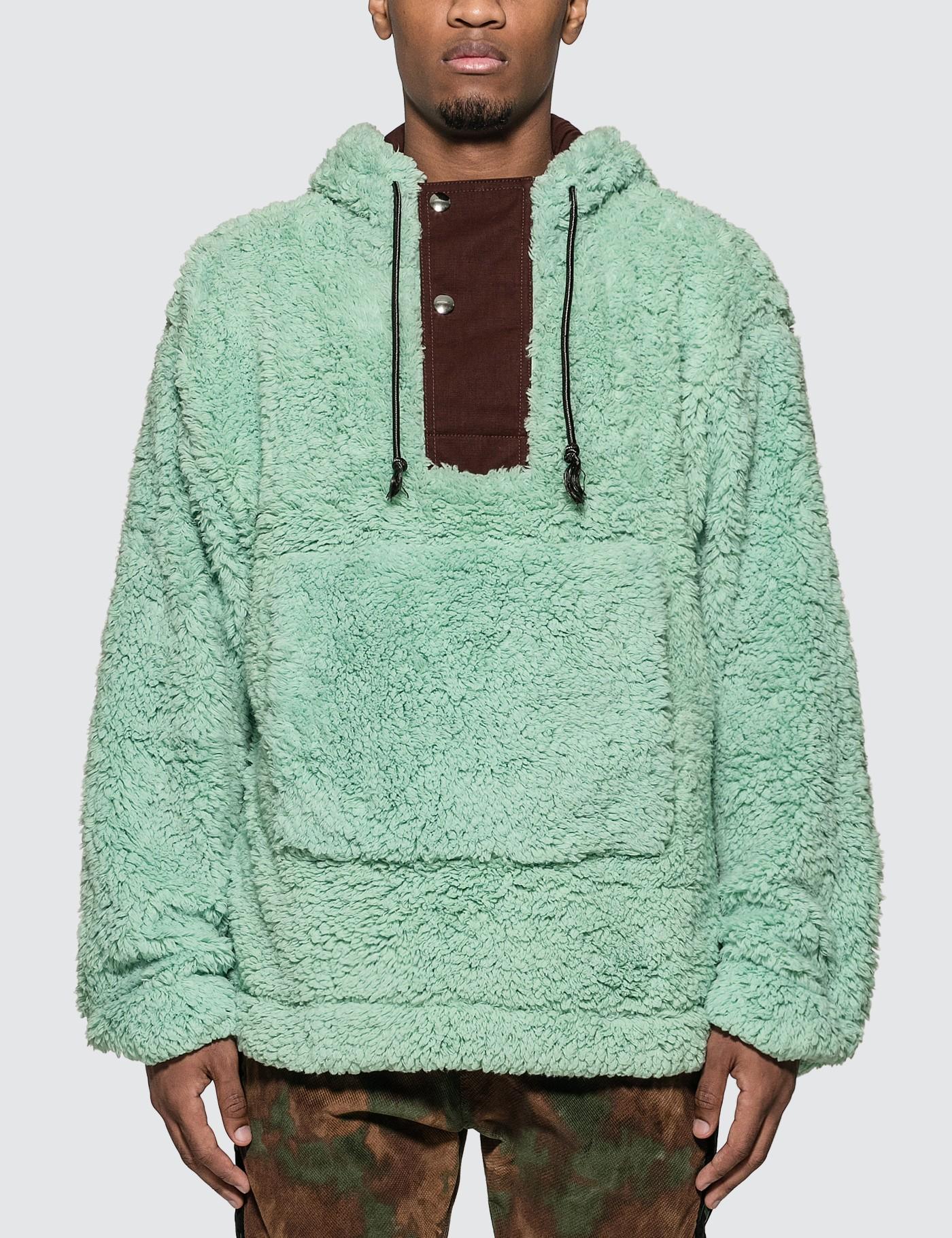 Acne Studios Synthetic Faux-shearling Hooded Sweatshirt in Green for ...