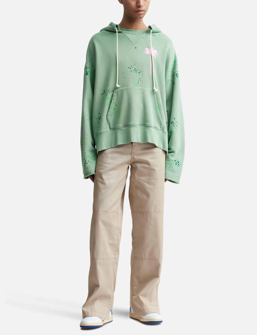 Palm Angels Palm Tree Paint Hoodie in Green for Men | Lyst