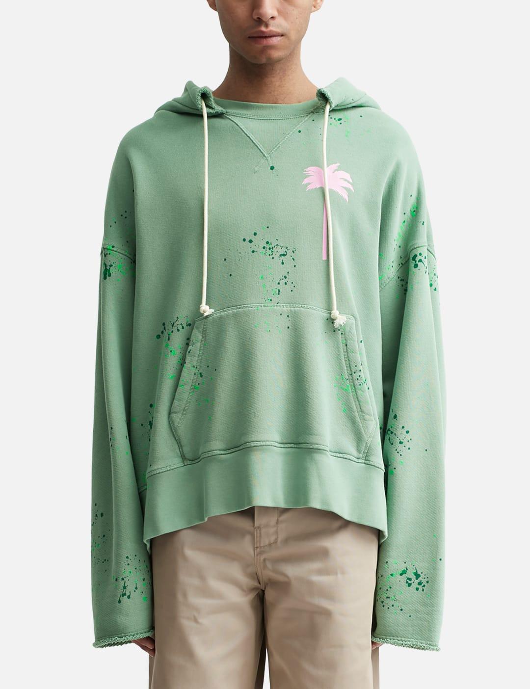 Palm Angels Palm Tree Paint Hoodie in Green for Men | Lyst