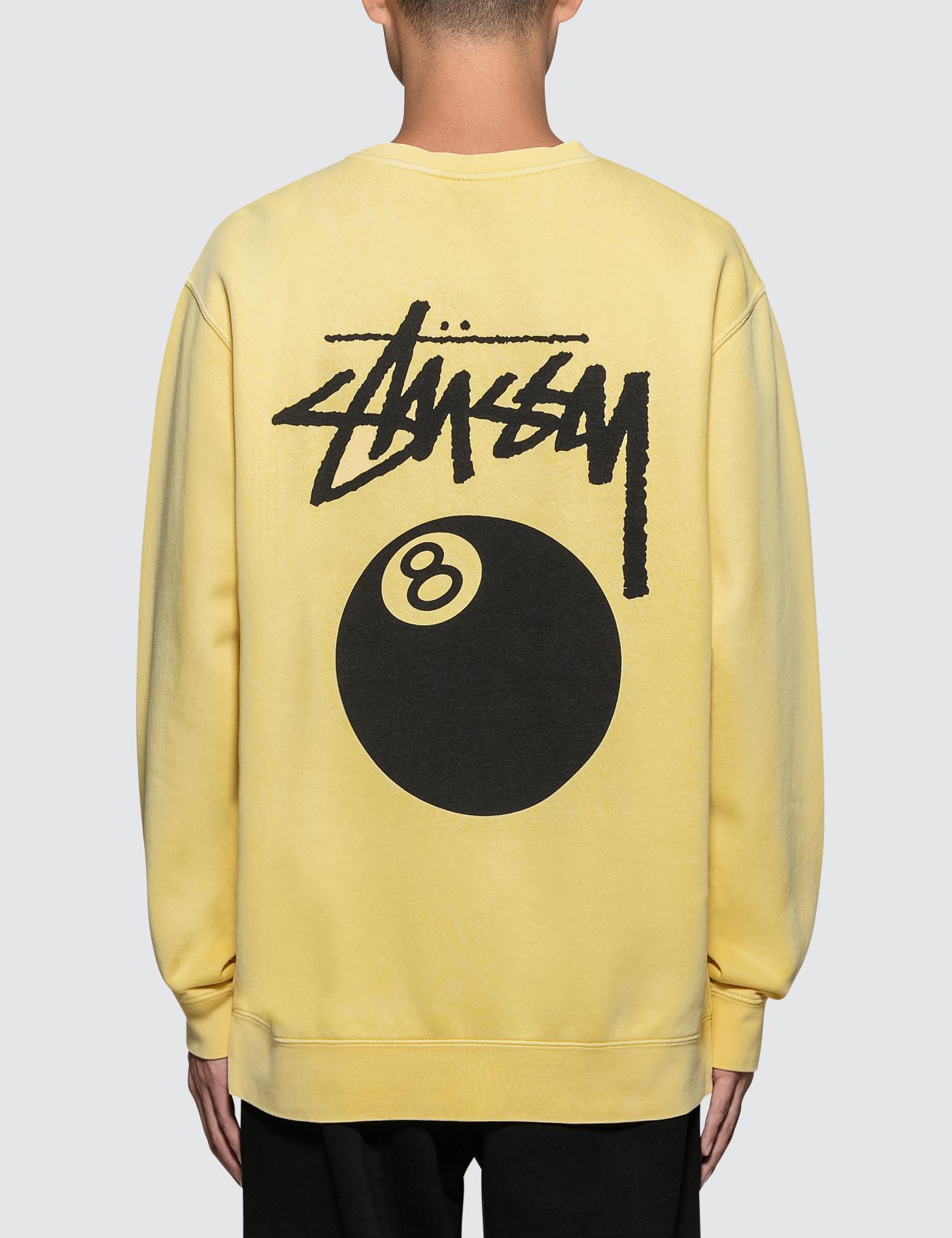 Stussy Cotton 8 Ball Pig. Dyed Crew in Lemon (Yellow) for Men - Lyst