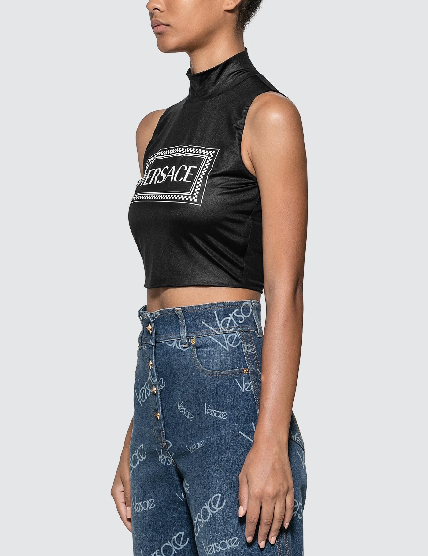Versace Synthetic 90s Vintage Logo Crop Top in Black Lyst